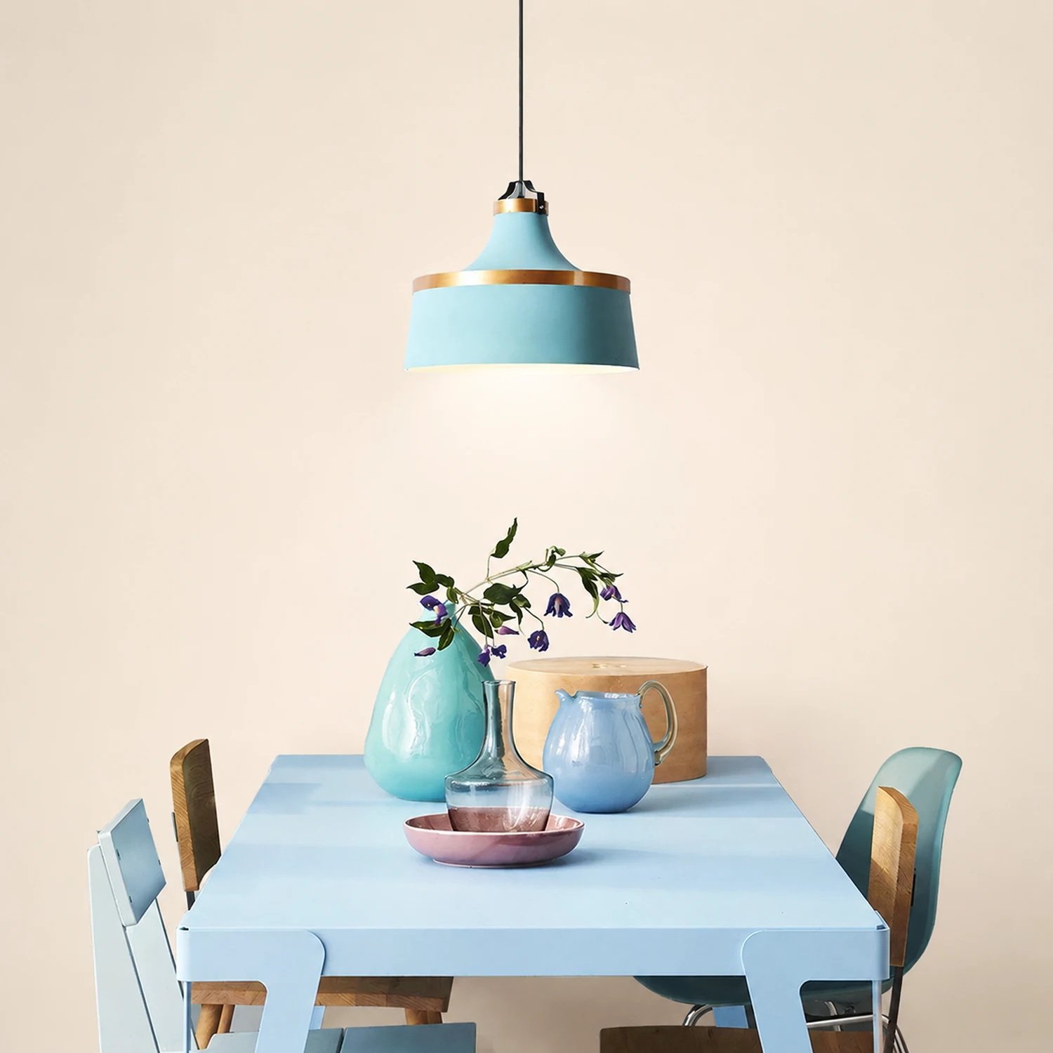 Morandi Modern Colorful Single Pendant Light, Metal Shade - Lumpaz