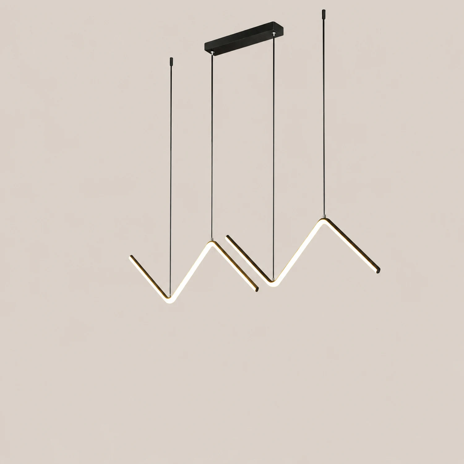 Modern Wavy Linear Pendant Light Double, Black/Gold - Lumpaz