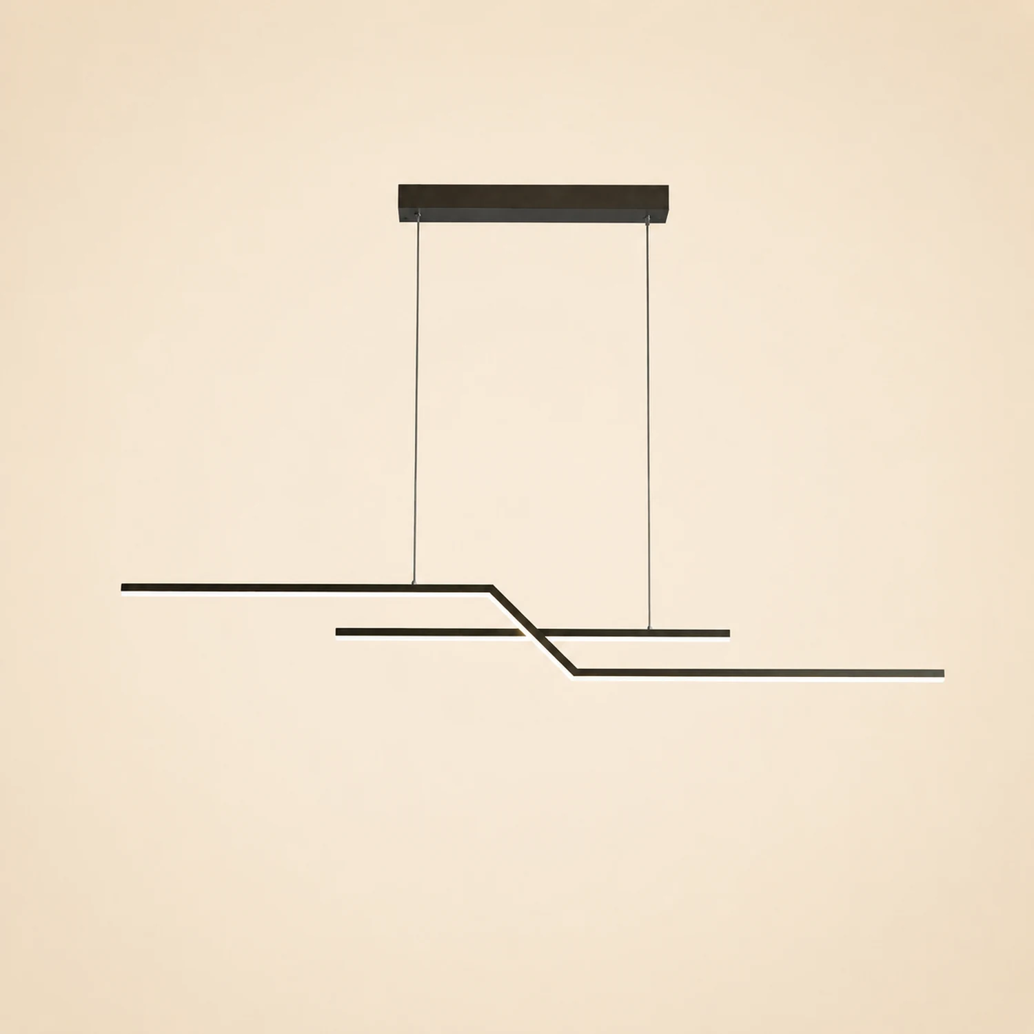 Parallel Fold Linear Pendant Light, Black/Gold, Living Room - Lumpaz