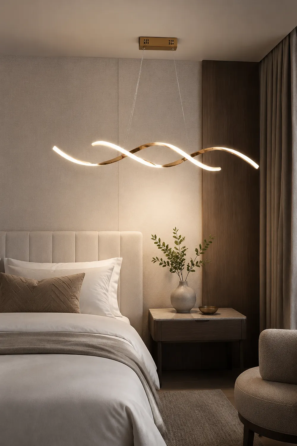 Modern Wavy Metal/Acrylic Pendant Light, Chrome/Gold - Lumpaz