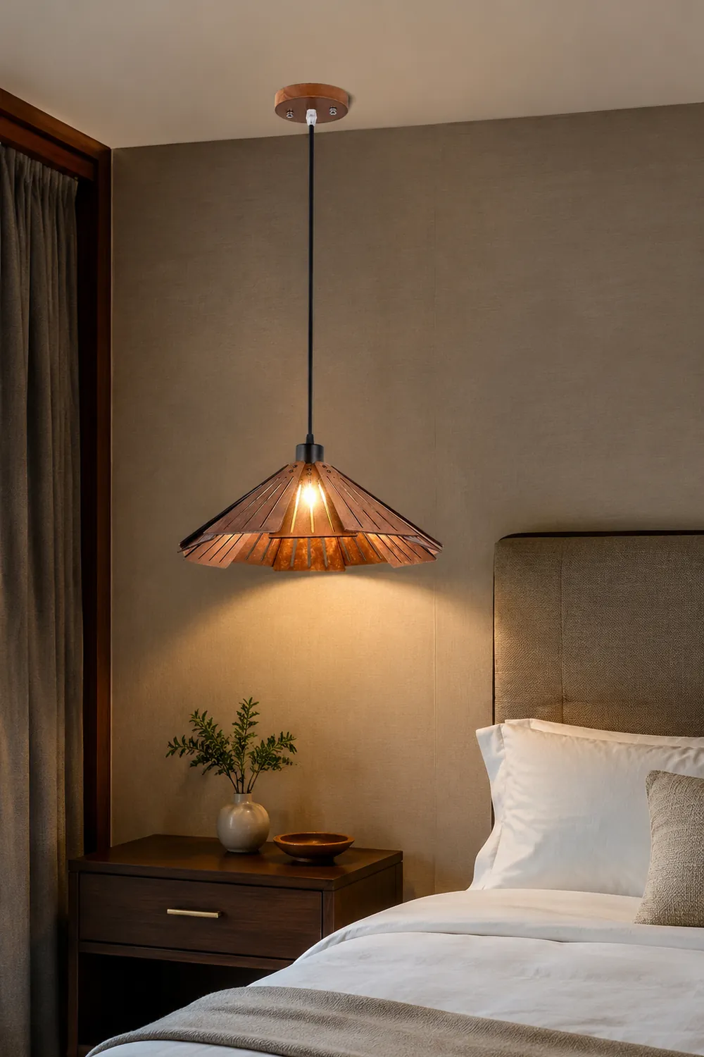 Samuels Retro Pendant Light, Metal & Wood - Lumpaz