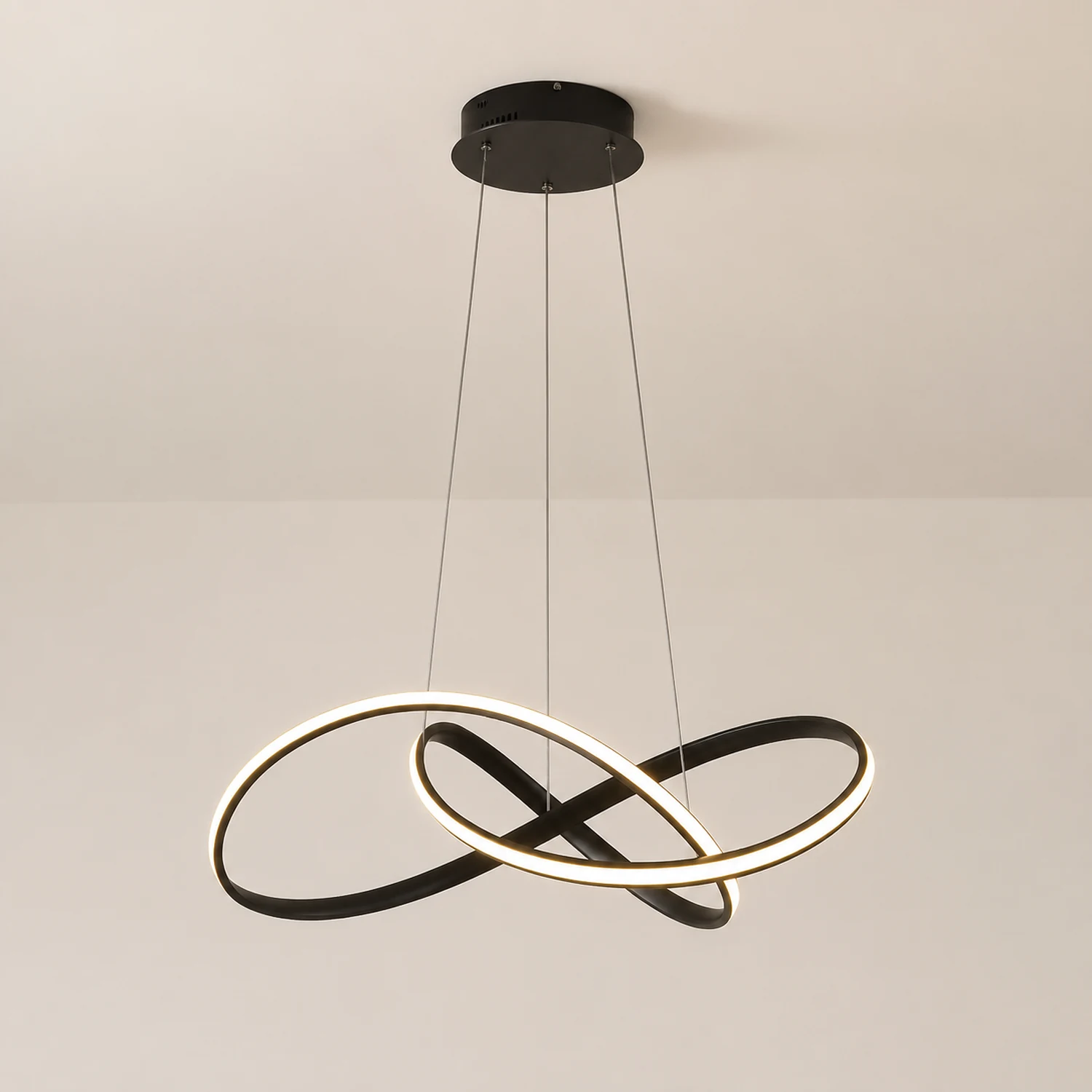 Pendant Light linear Modern, Acrylic/Metal, Black/White, Dining Room - Lumpaz
