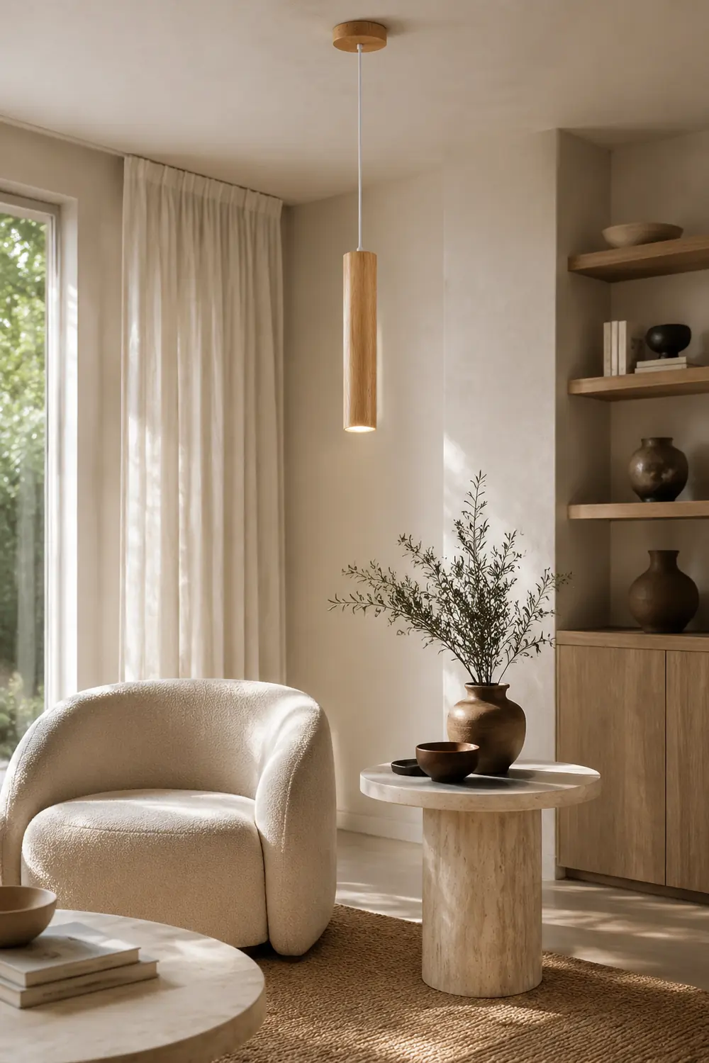 Ozawa Cylindrical Wood Pendant Light for Bedroom Kitchen Island - Lumpaz