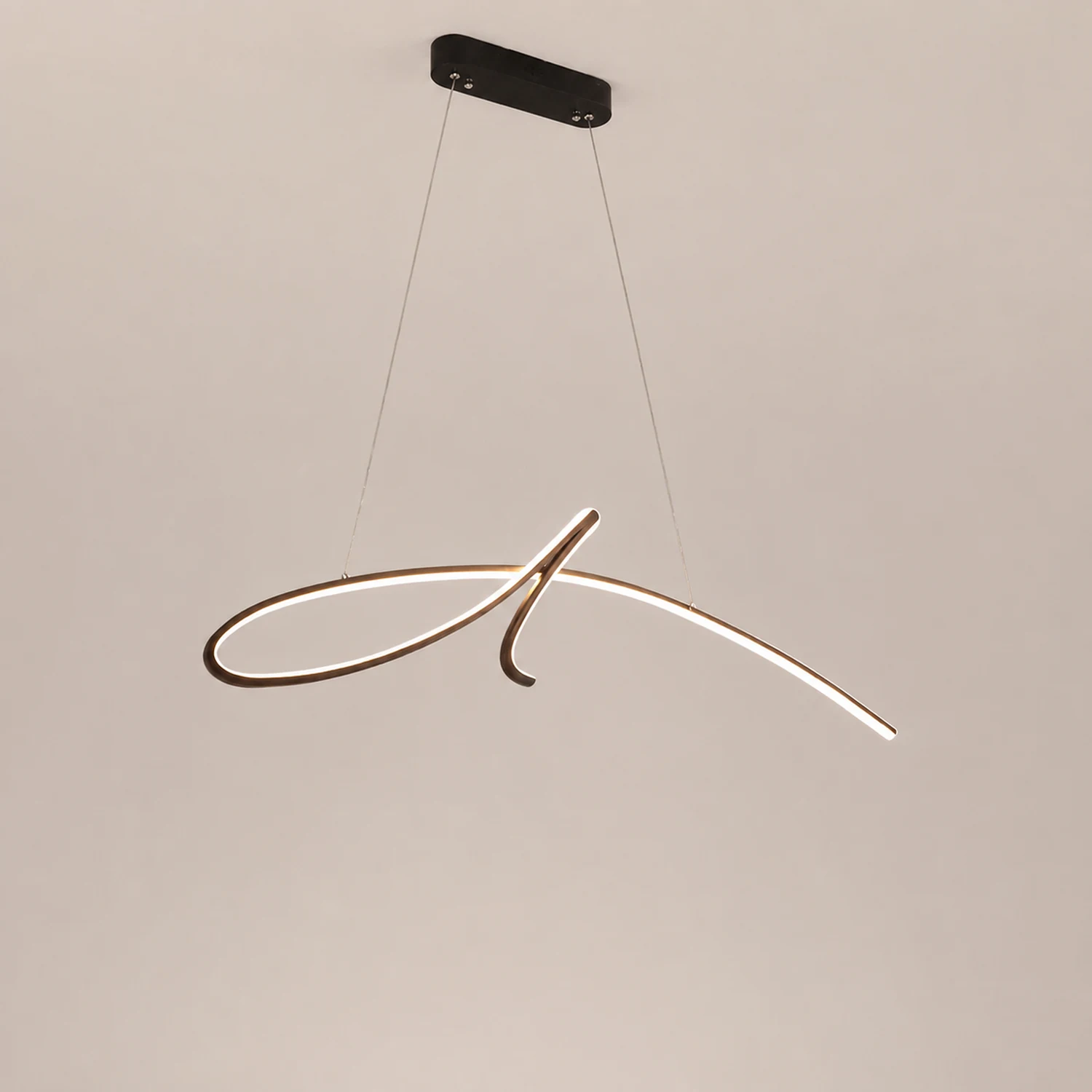 Pendant Light Irregular-curved Modern, Metal, Black/Gold, Restaurant - Lumpaz