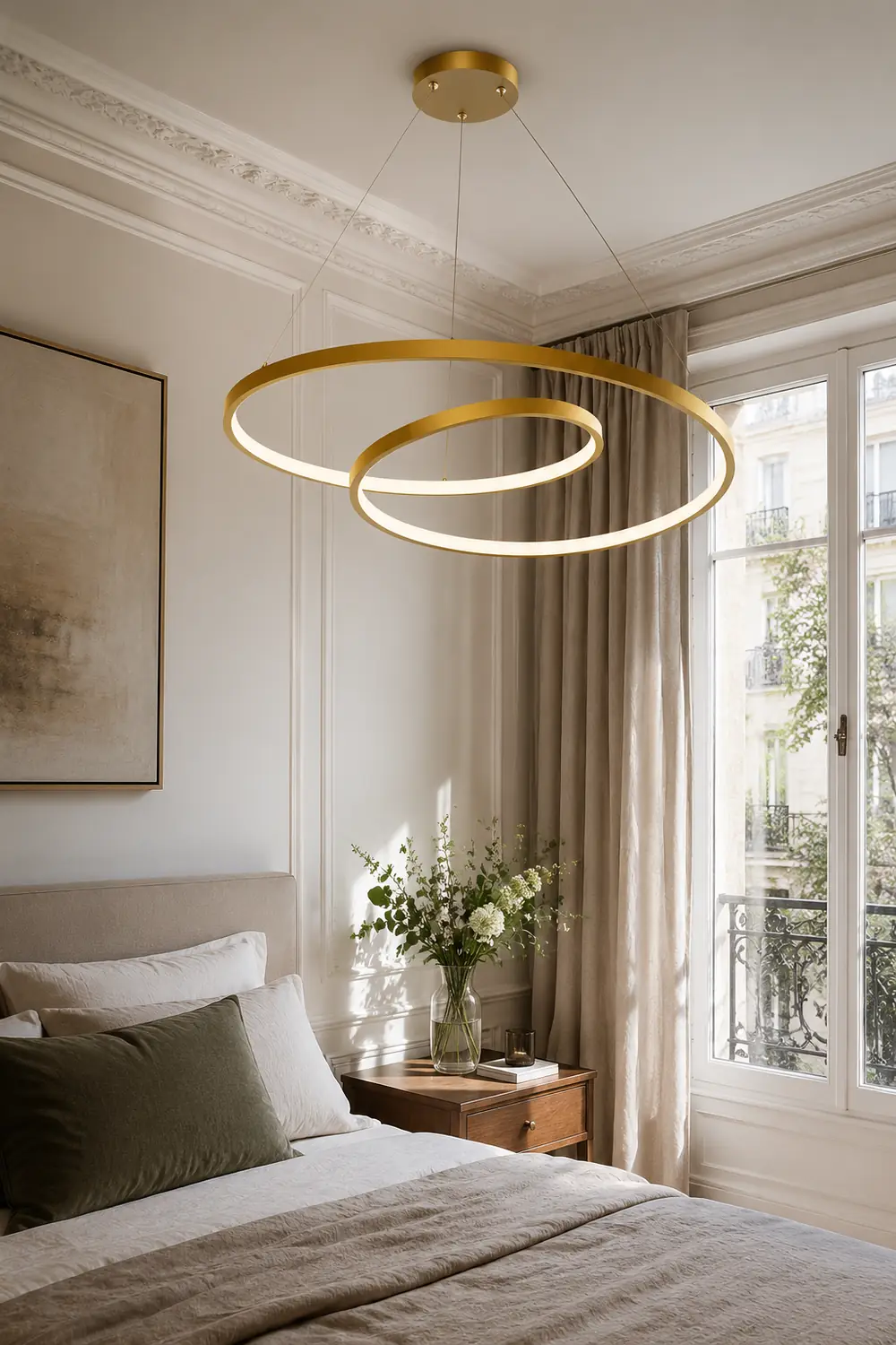 Arisha Pendant Light Curved Circle, Brass - Lumpaz