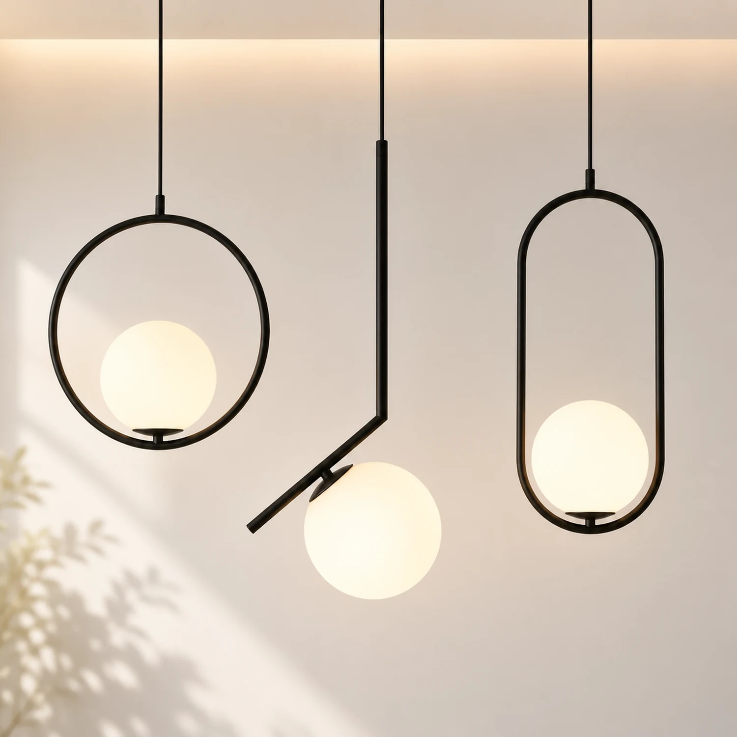Valentina Modern Globe Metal/Glass Pendant Light, 3 Style - Lumpaz