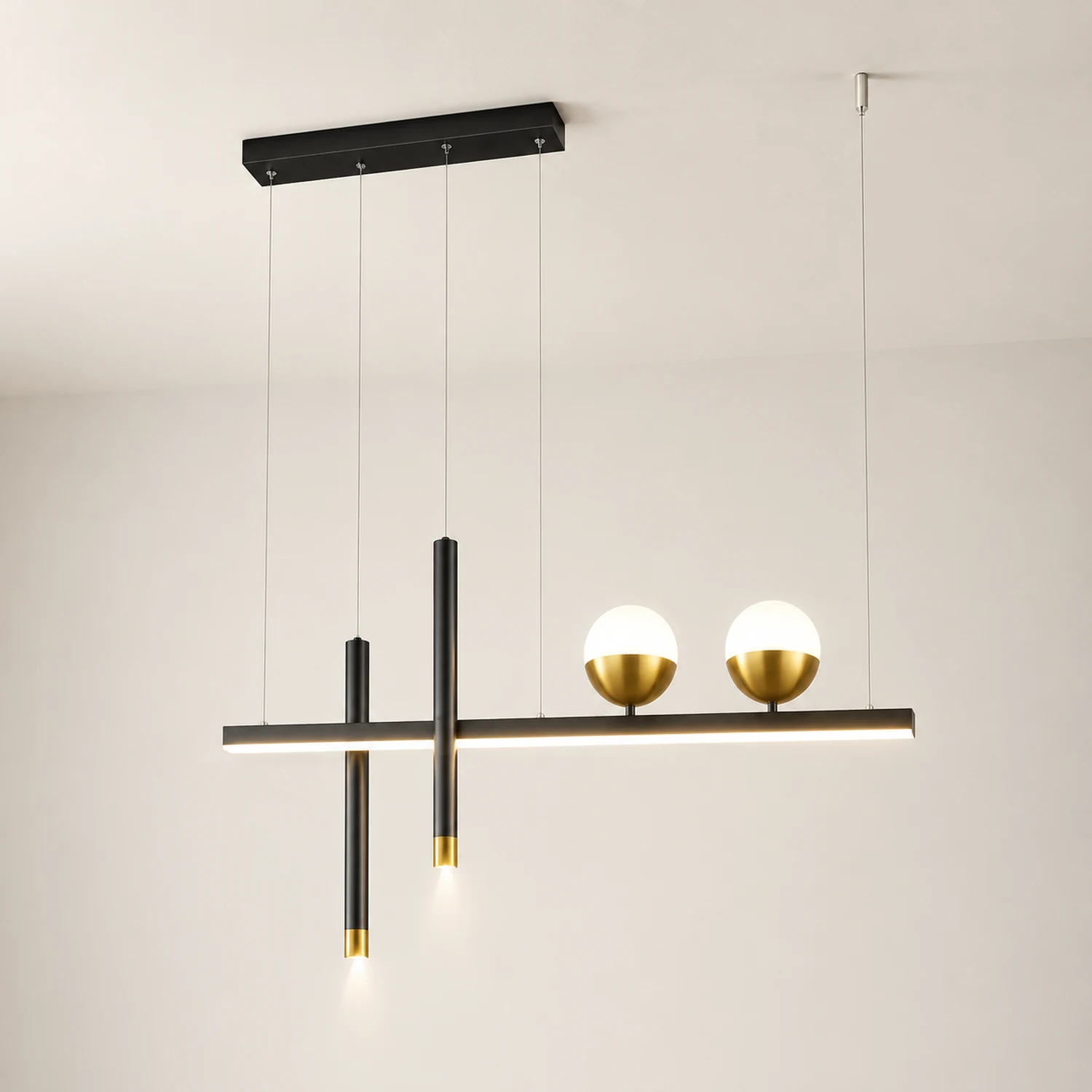 Madina Modern Globe Metal/Acrylic Pendant Light, Dining Room - Lumpaz