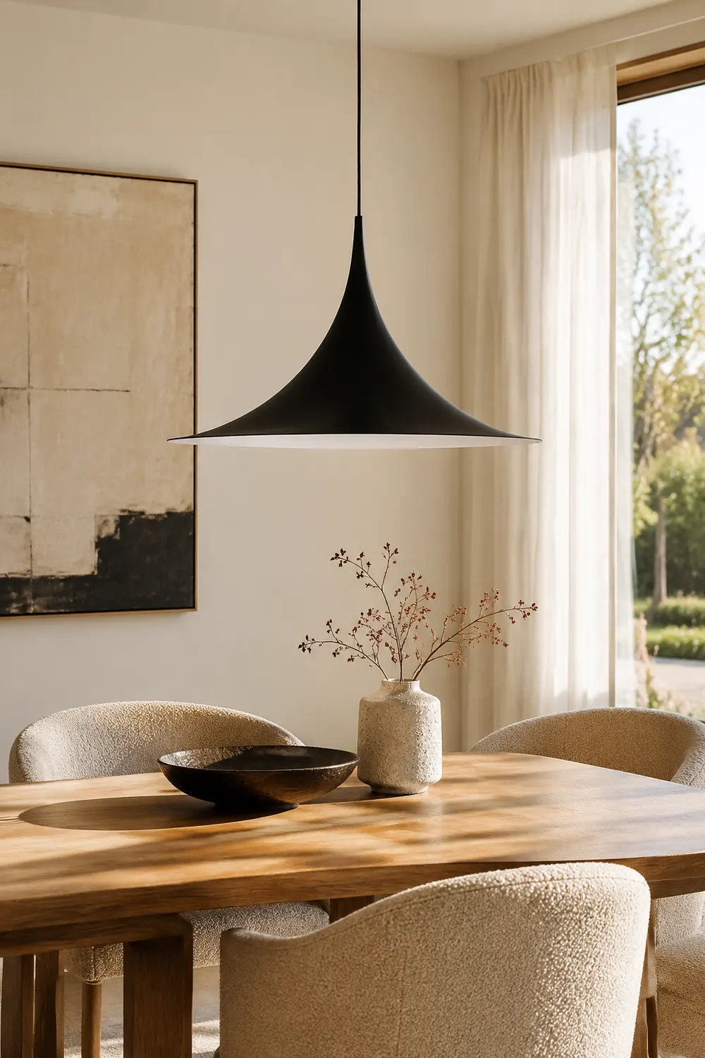 Cairns Mordern Pendant Light, Metal Black/White Dinning Room - Lumpaz