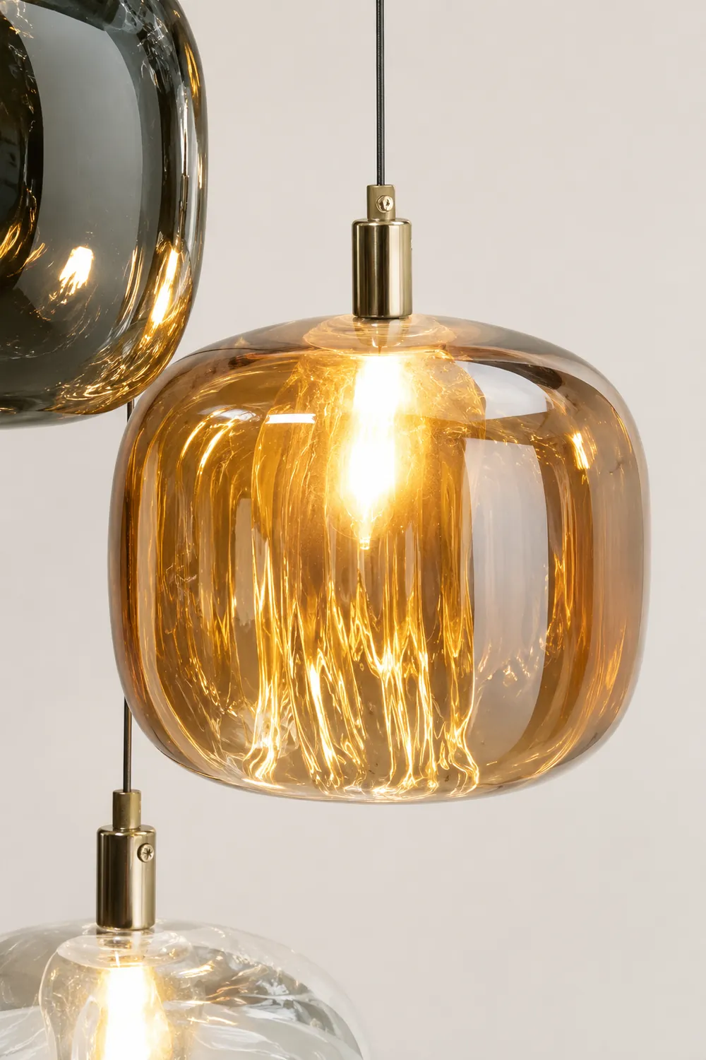 Hailie Modern Bubble Glass LED Pendant Light, Amber/Clear/Gray - Lumpaz