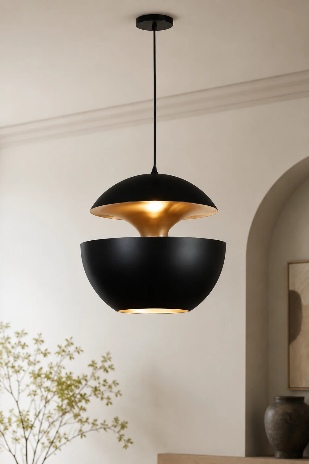 Nazifa Metal Modern Pendant Light, Black / White - Lumpaz