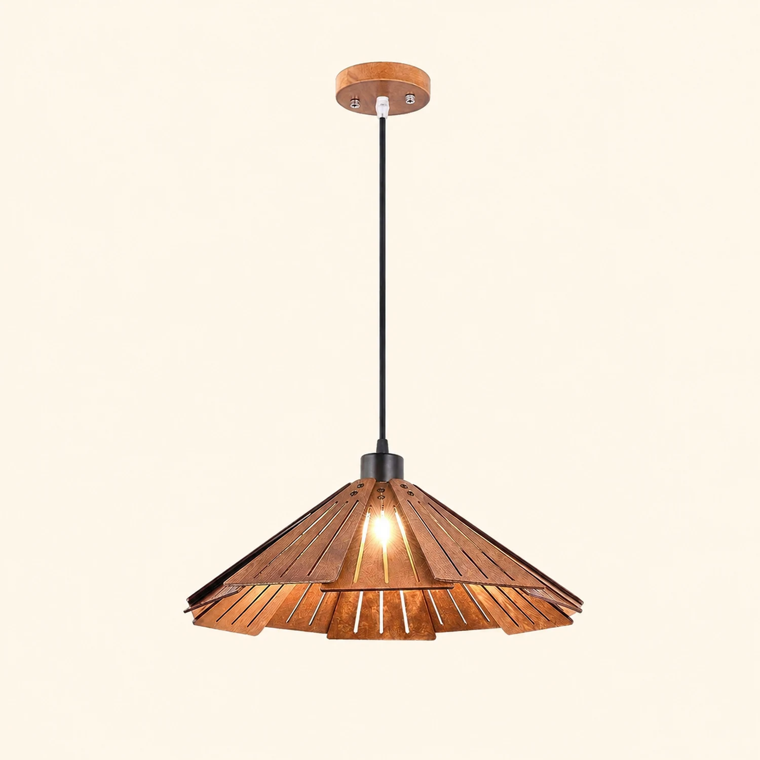 Samuels Retro Pendant Light, Metal & Wood - Lumpaz