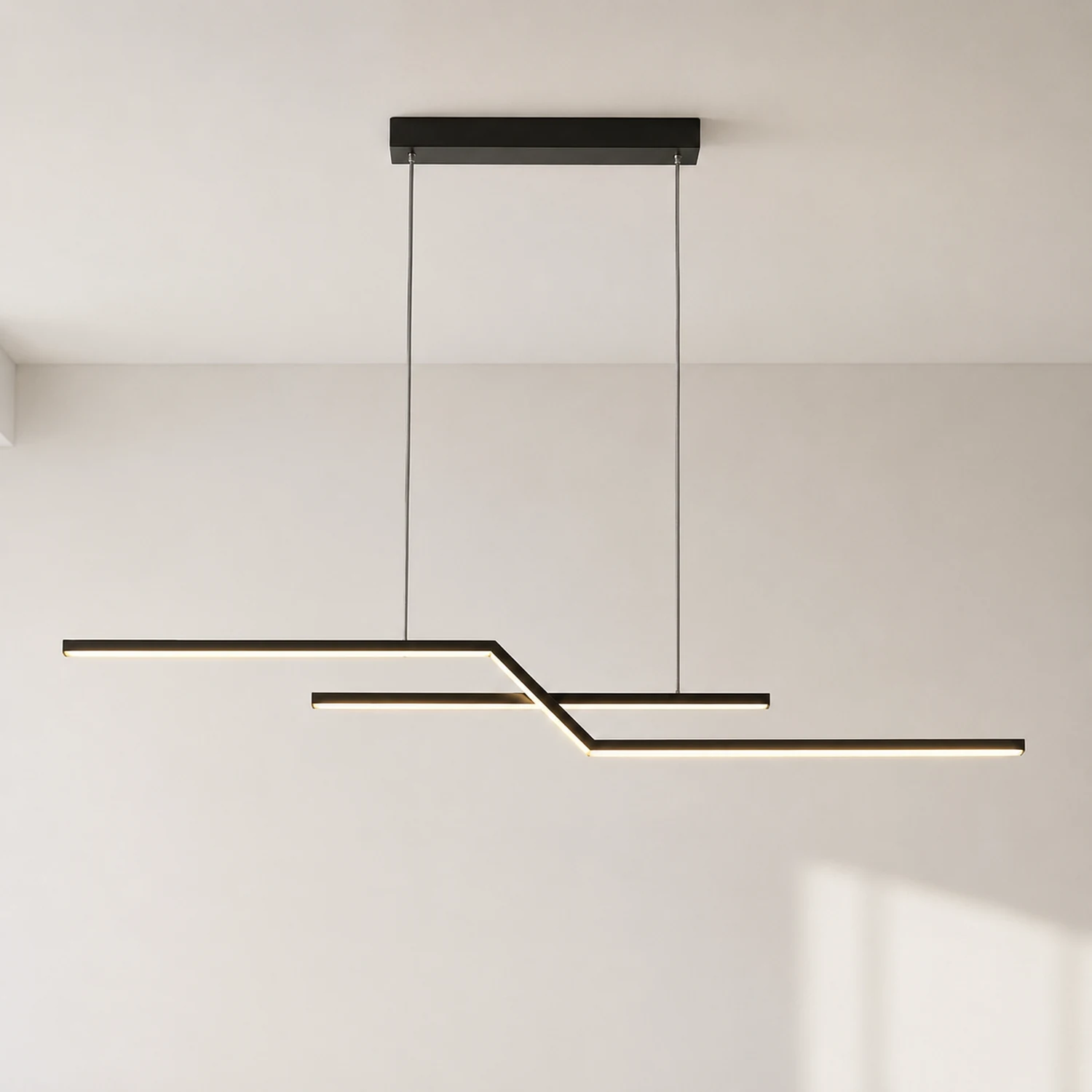 Parallel Fold Linear Pendant Light, Black/Gold, Living Room - Lumpaz