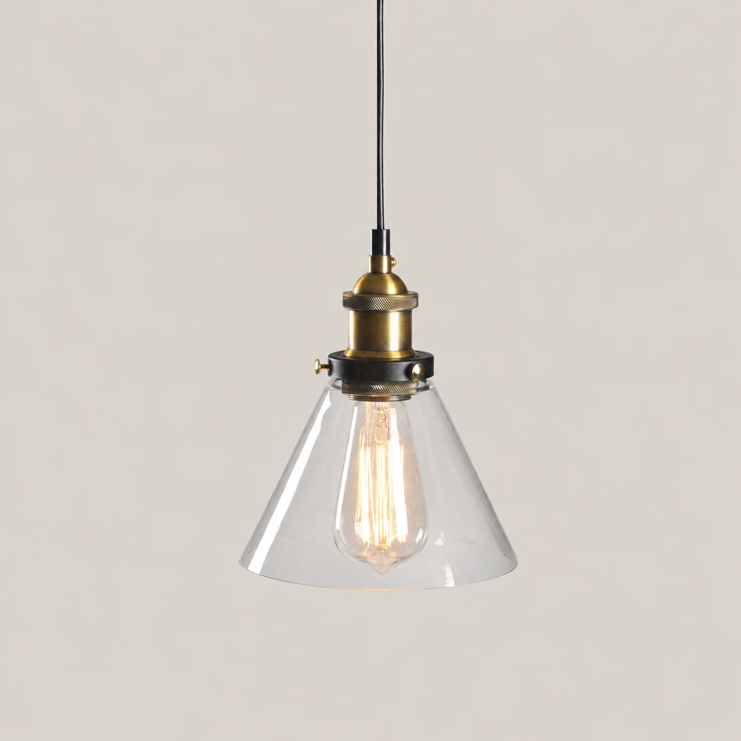 Levy Industrial Metal/Glass Pendant Light Clear/Amber/Smoke Gray Dining Room - Lumpaz