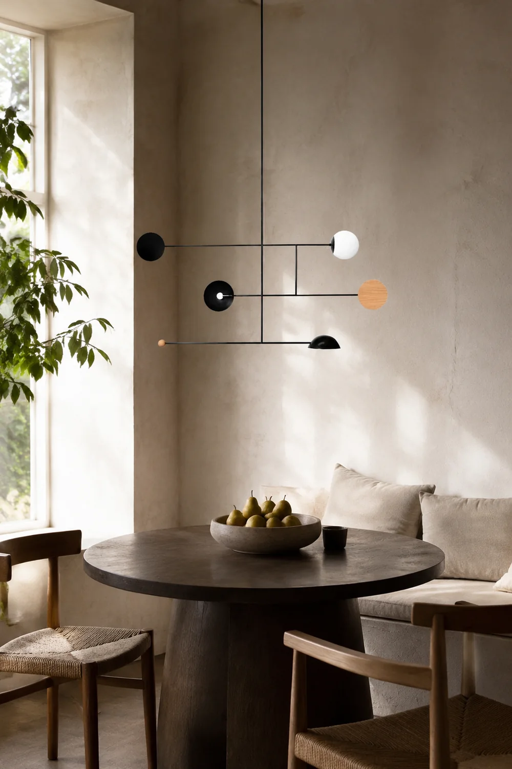 Avi Minimalist Round Metal Led Pendant Light, Living Room - Lumpaz