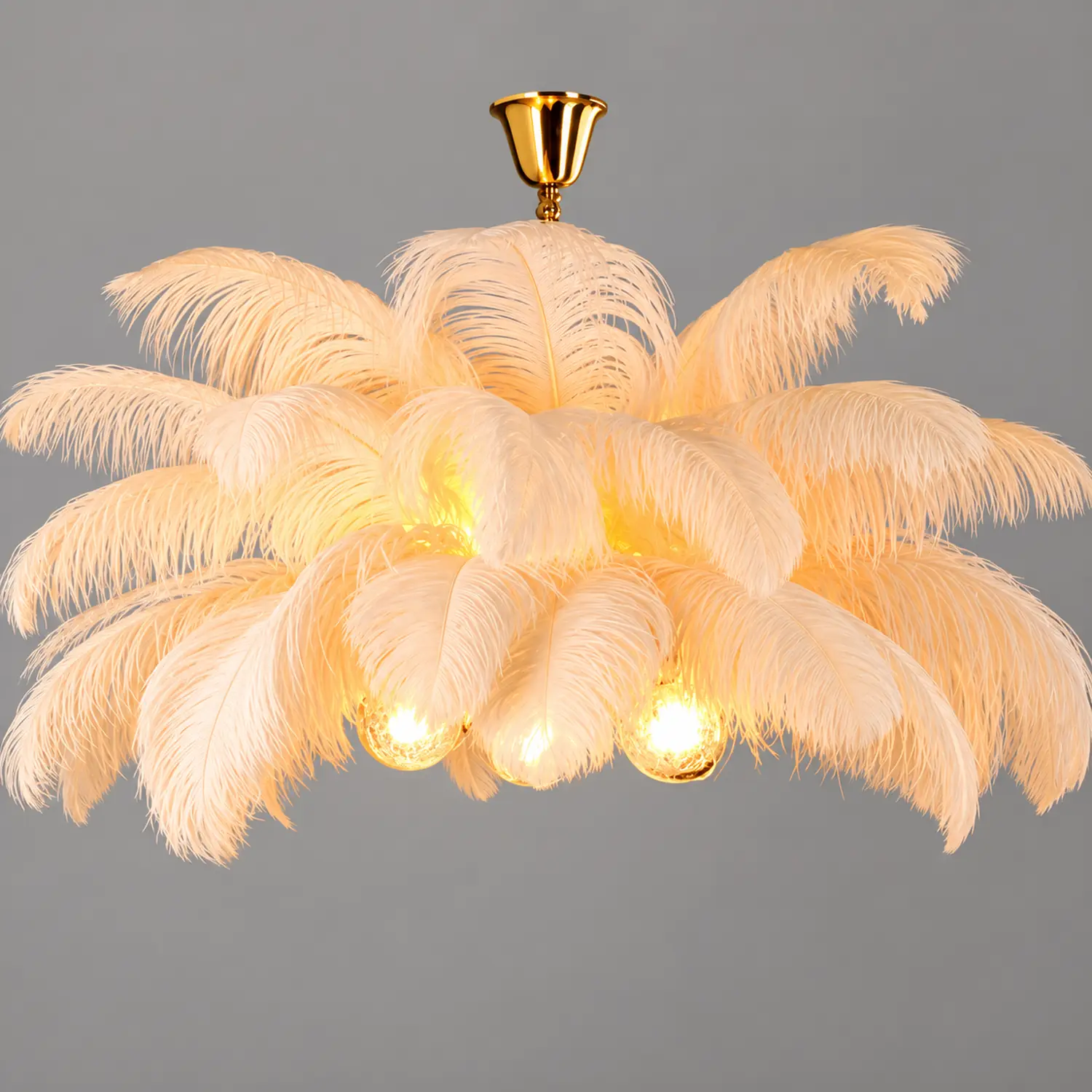 O'Moore Nordic Luxury Pendant Light, Brass/Feather - Lumpaz