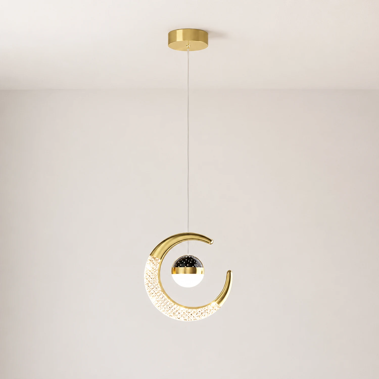 Madina Modern LED Pendant Light Starry, Black/Gold - Lumpaz
