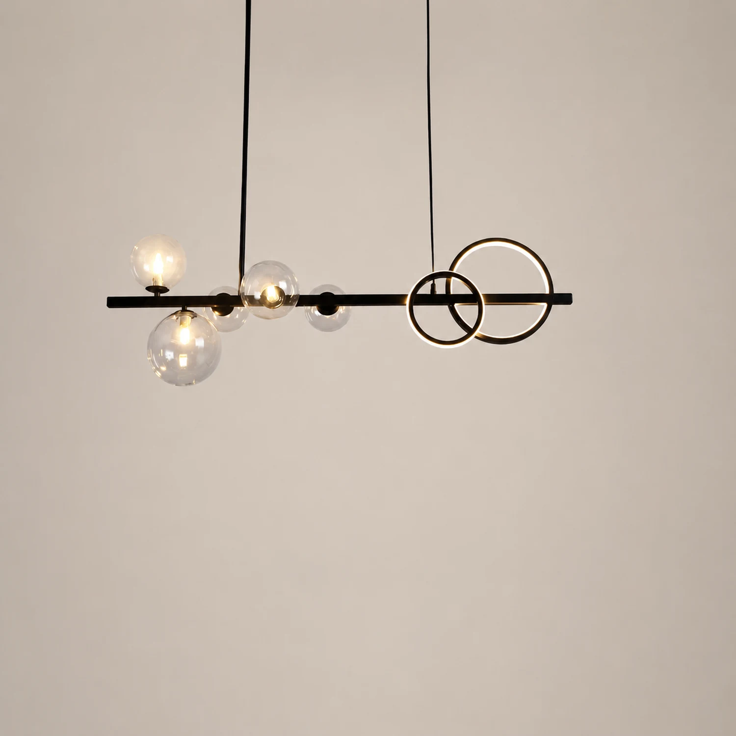 Valentina Pendant Light Bubble Circle Modern, Metal, Black/Gold, Bedroom - Lumpaz