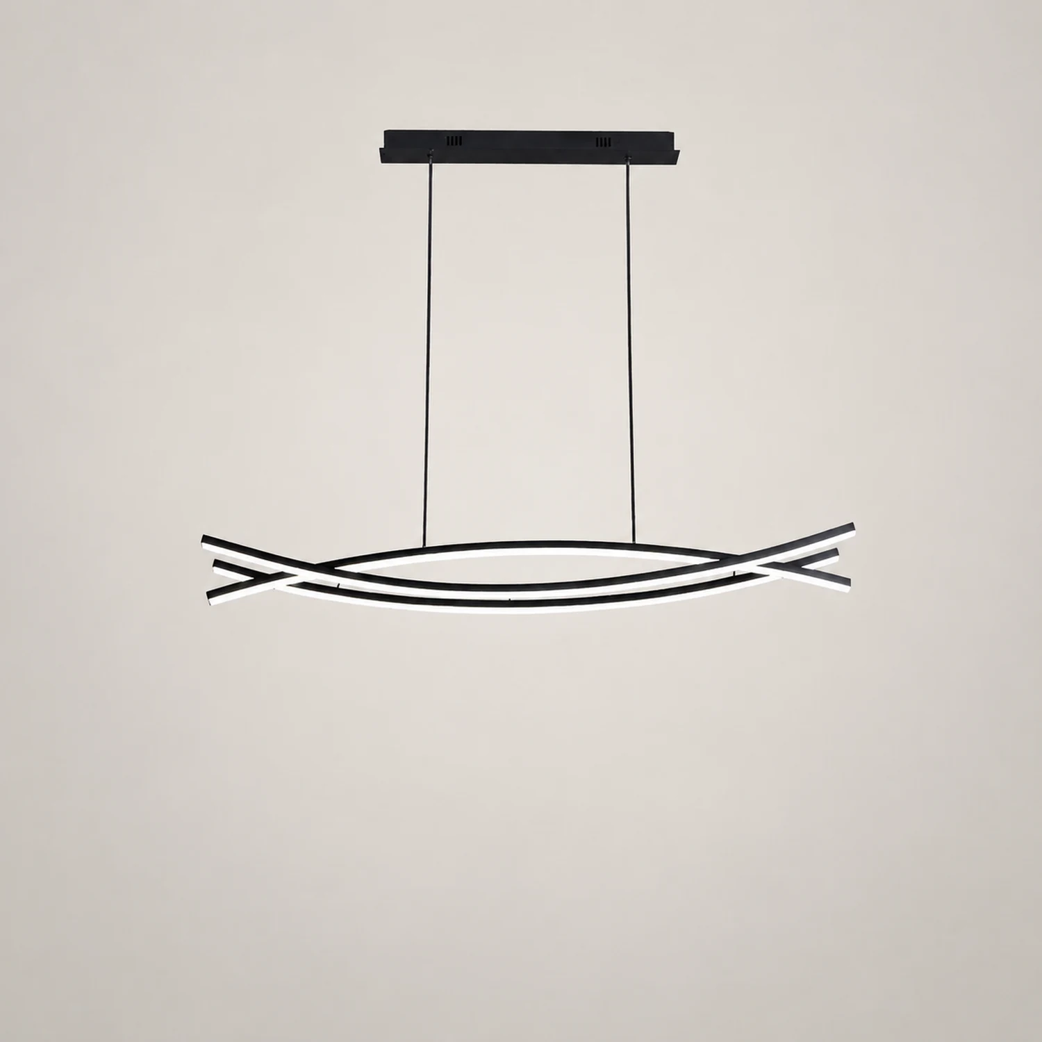 Modern Linear Metal Pendant Light, Black - Lumpaz