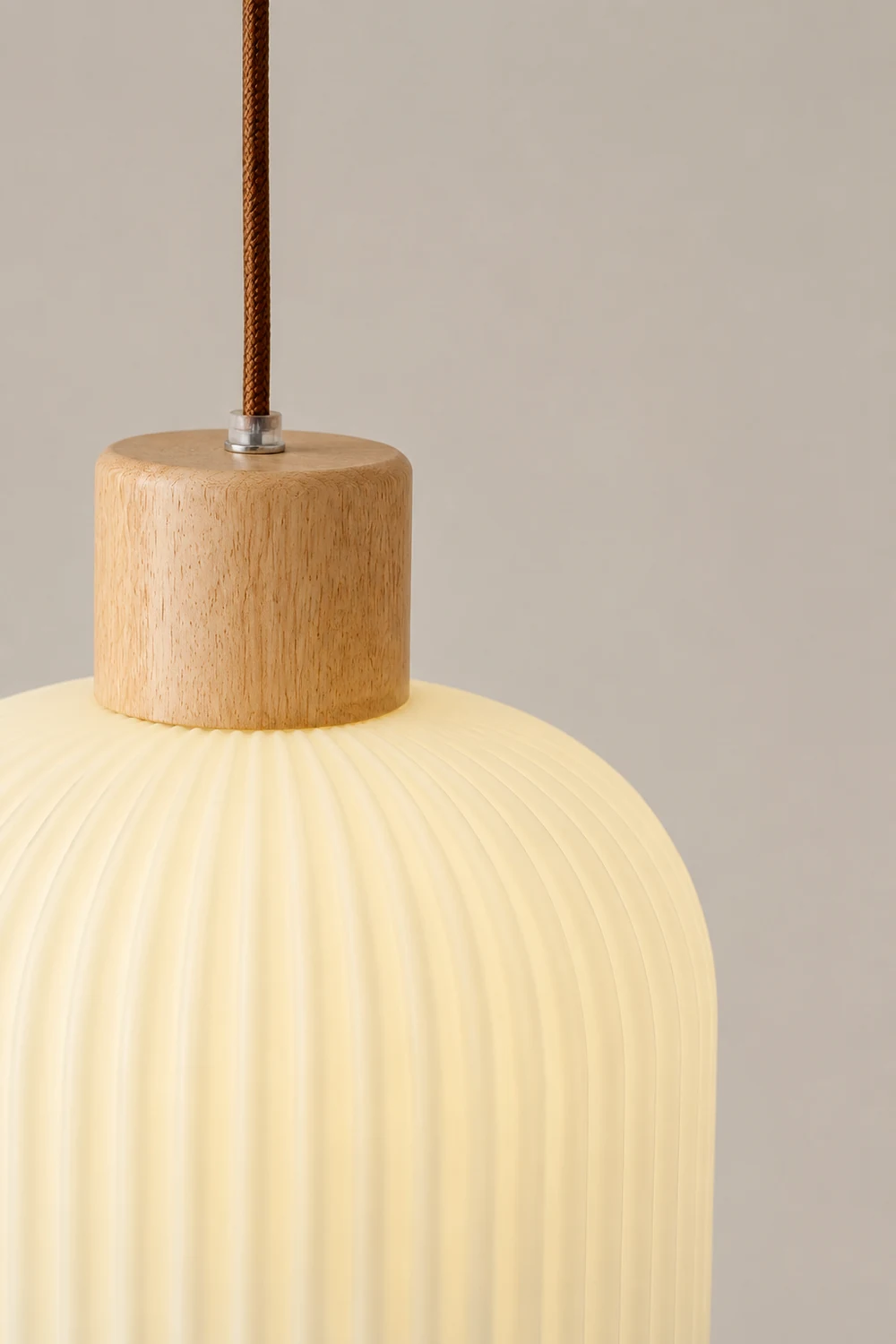 Ozawa Modern Wood/Glass Pendant Light, White - Lumpaz