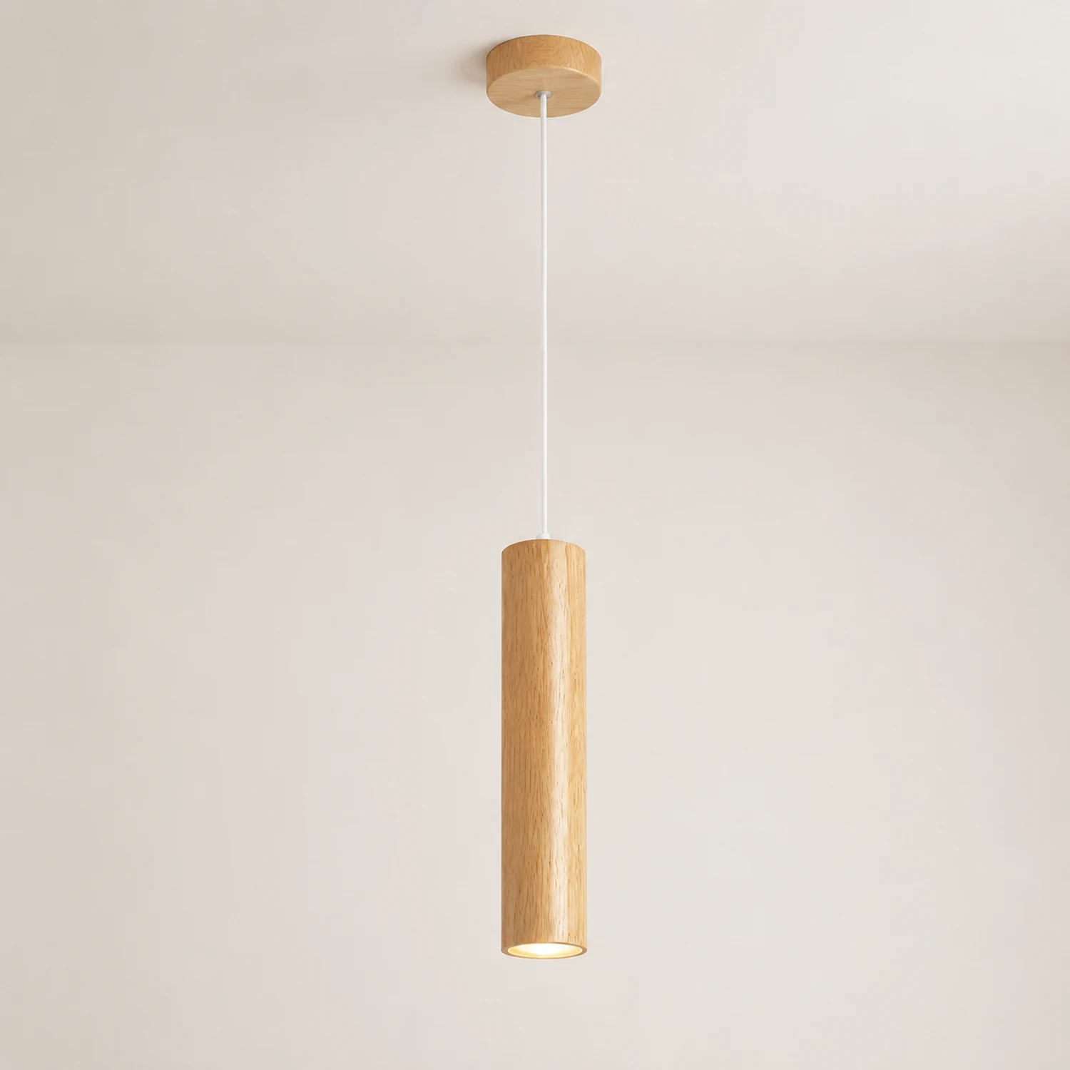 Ozawa Cylindrical Wood Pendant Light for Bedroom Kitchen Island - Lumpaz
