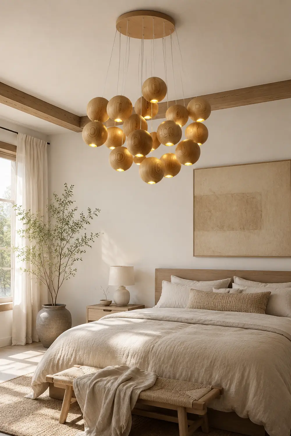 Wooden Orb Sphere Cluster Pendant Light - Lumpaz