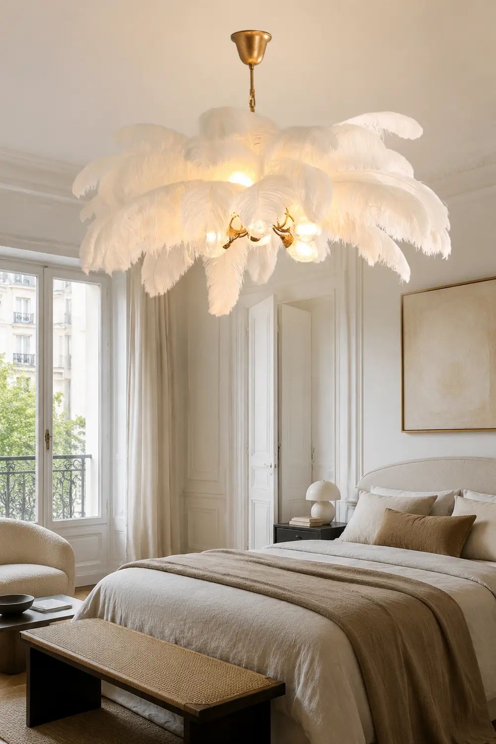 O'Moore Nordic Luxury Pendant Light, Brass/Feather - Lumpaz