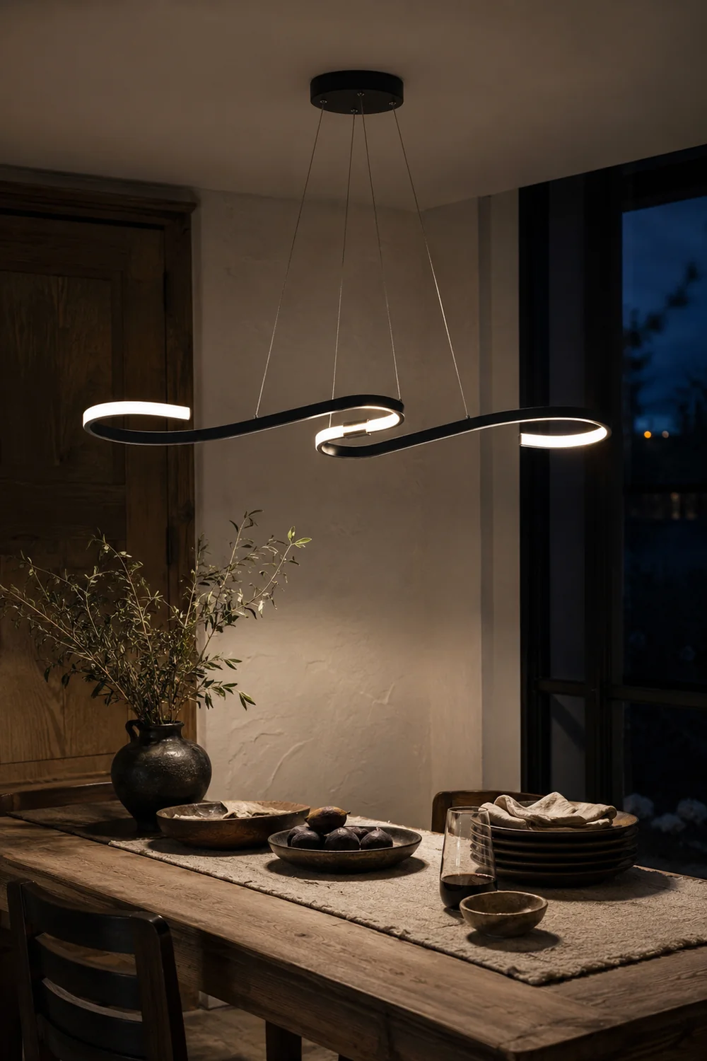 Post Modern Metal Linear Pendant Light, Black/White - Lumpaz