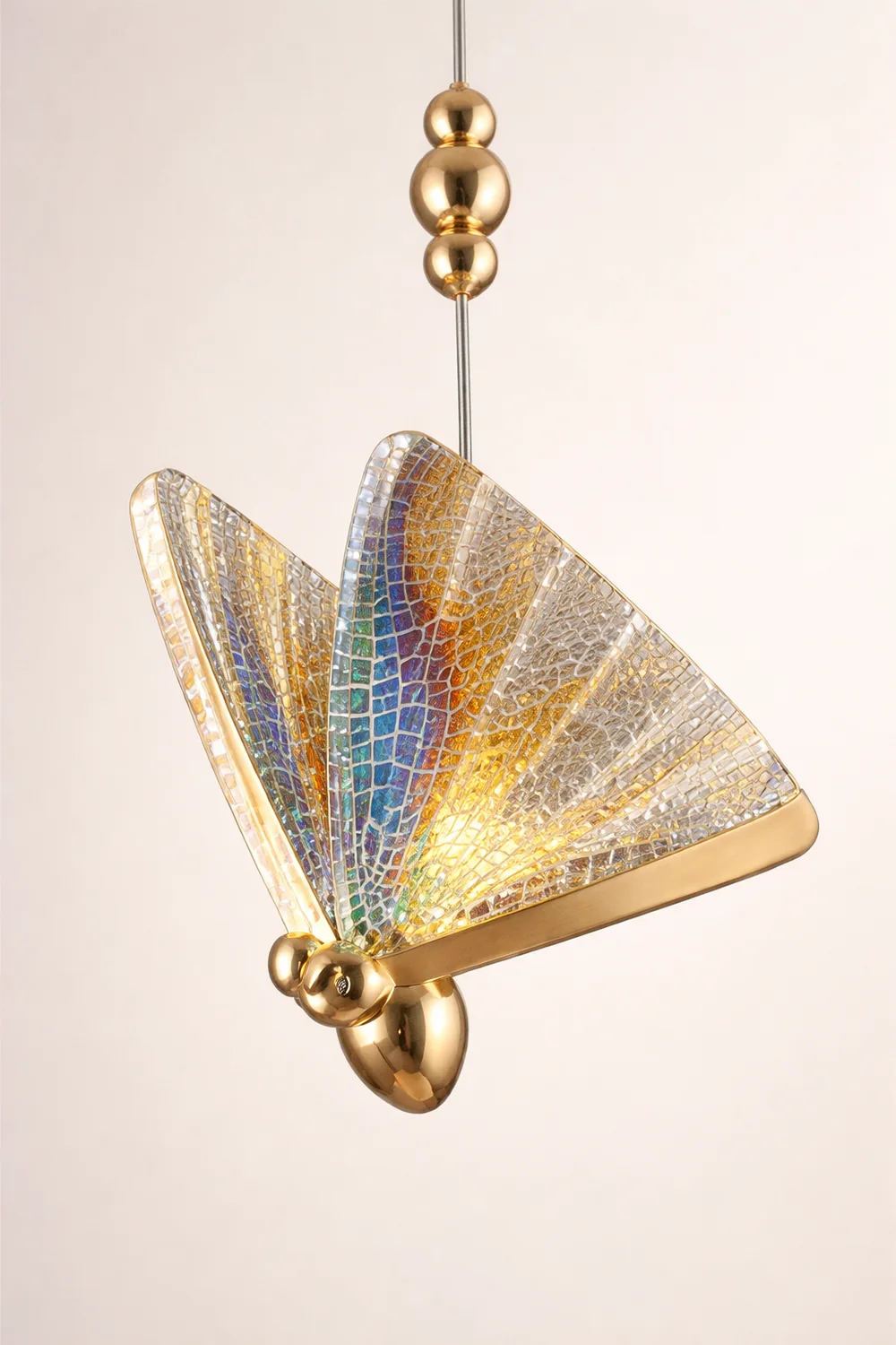 Kady Art Deco Butterfly Pendant Light, Crystal & Metal, 2 Color - Lumpaz