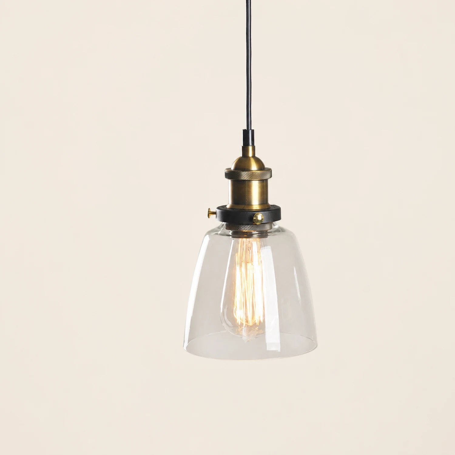 Levy Industrial Metal/Glass Pendant Light Clear/Amber/Smoke Gray Dining Room - Lumpaz