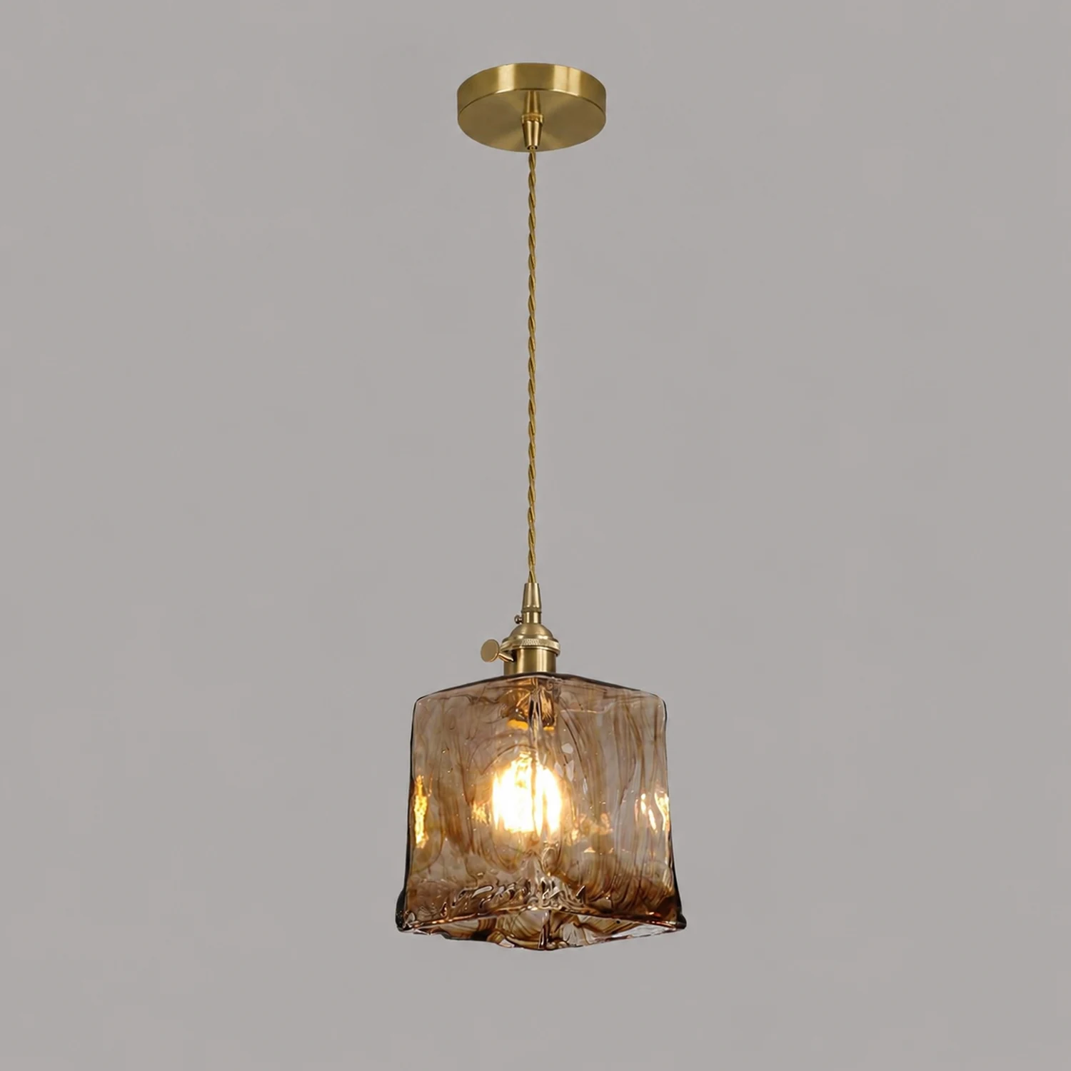 Vintage Brown Glass Pendant Light - Lumpaz