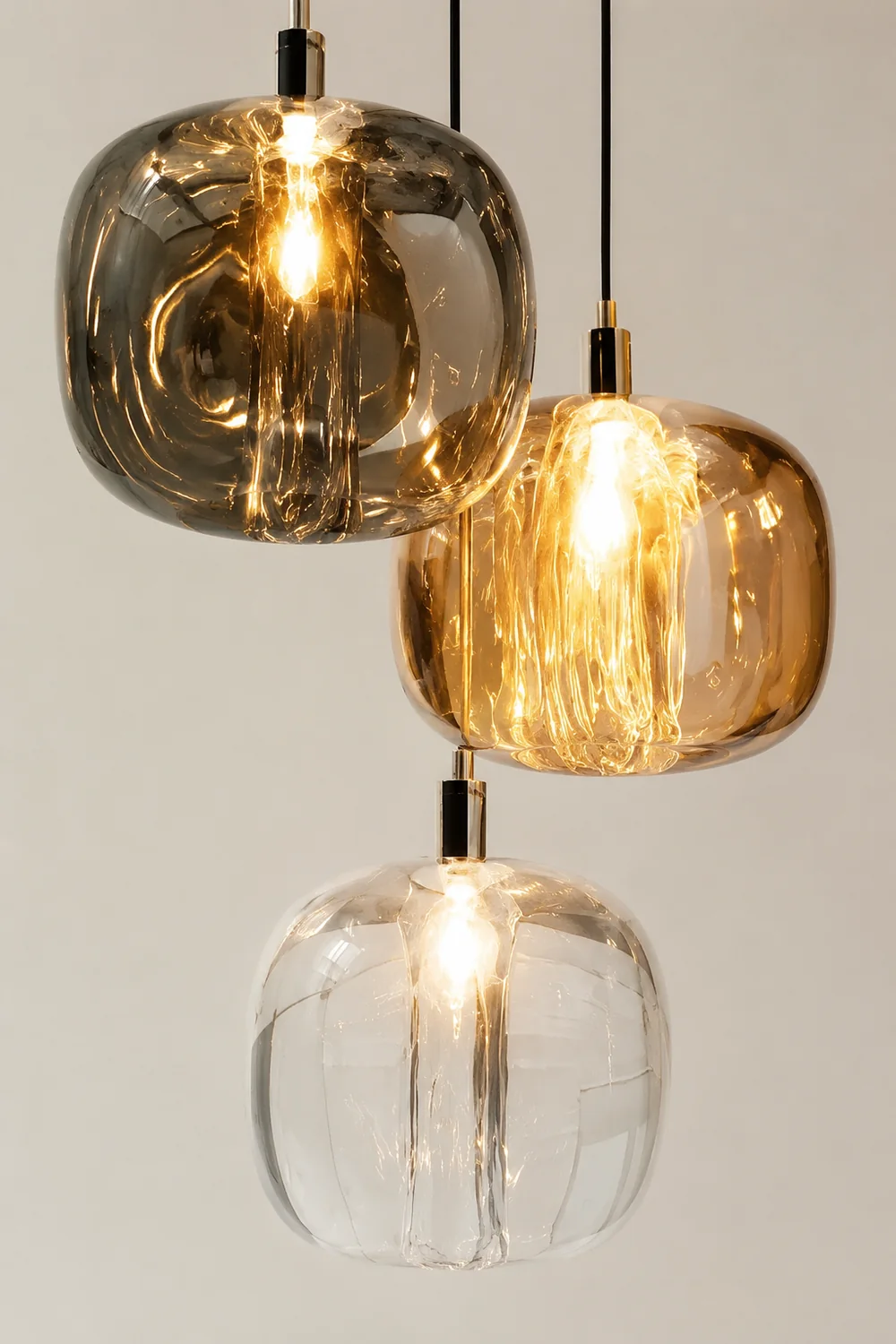 Hailie Modern Bubble Glass LED Pendant Light, Amber/Clear/Gray - Lumpaz