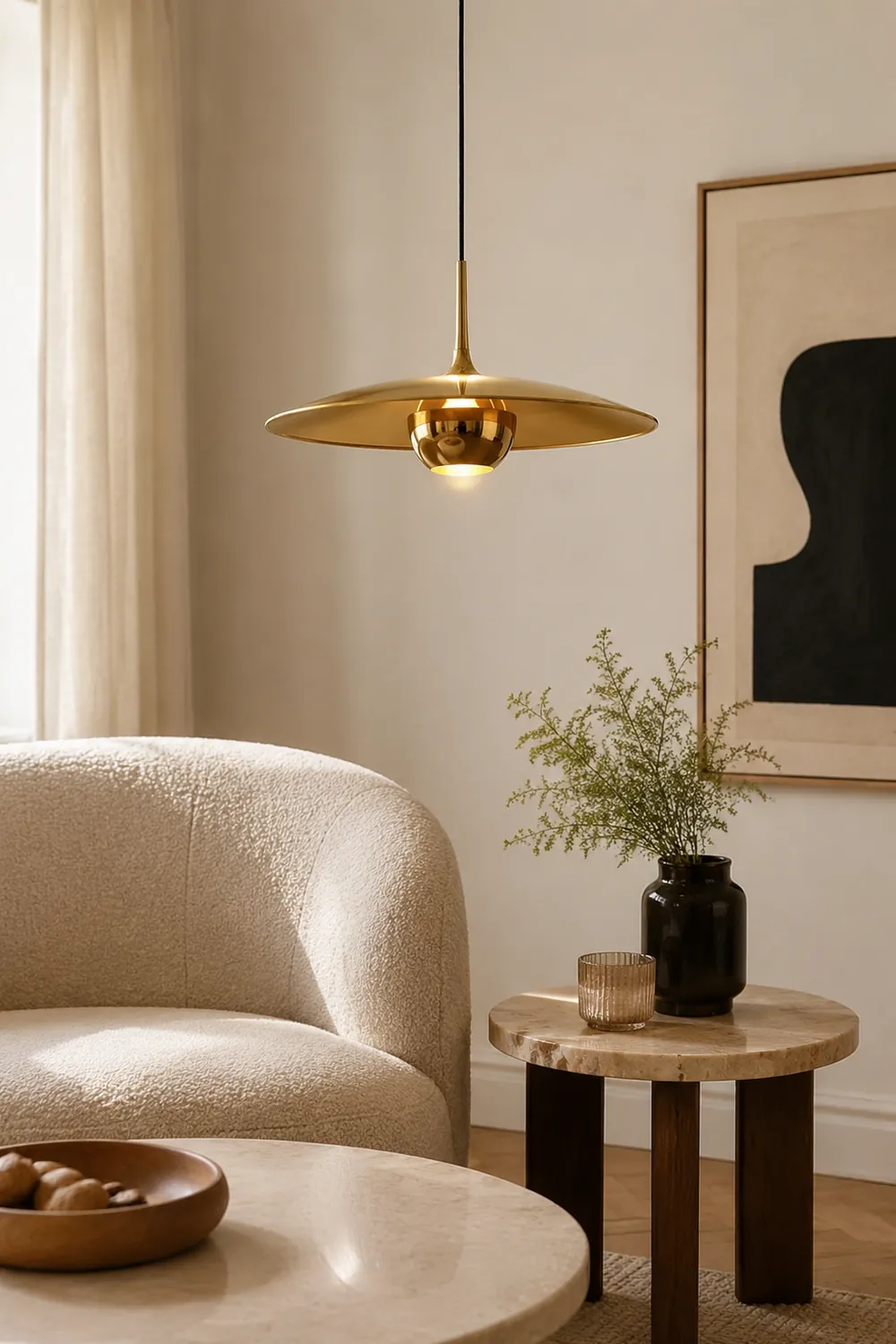 Cairns Minimalist Metal Pendant Light, Gold - Lumpaz
