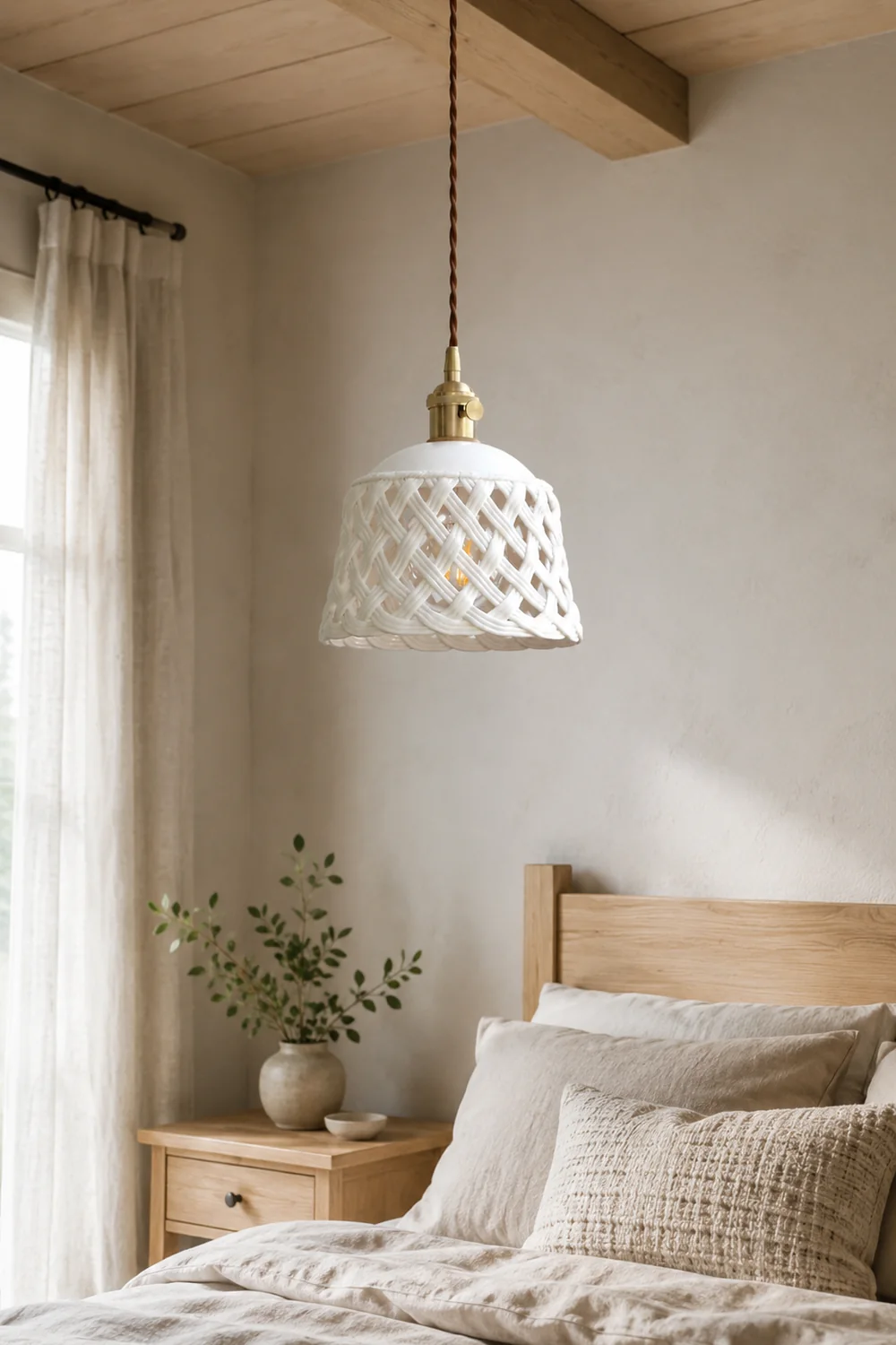 Openwork Ceramic Pendant Lamp - Lumpaz