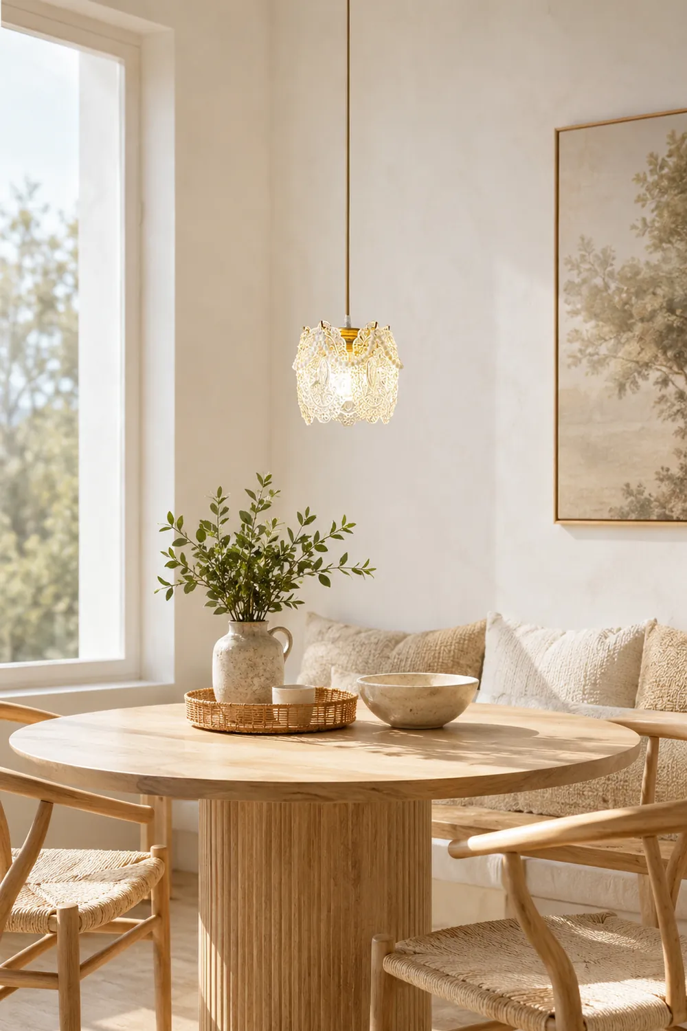 Kirsten French Lacey Flower Metal/Acrylic Pendant Light, White - Lumpaz
