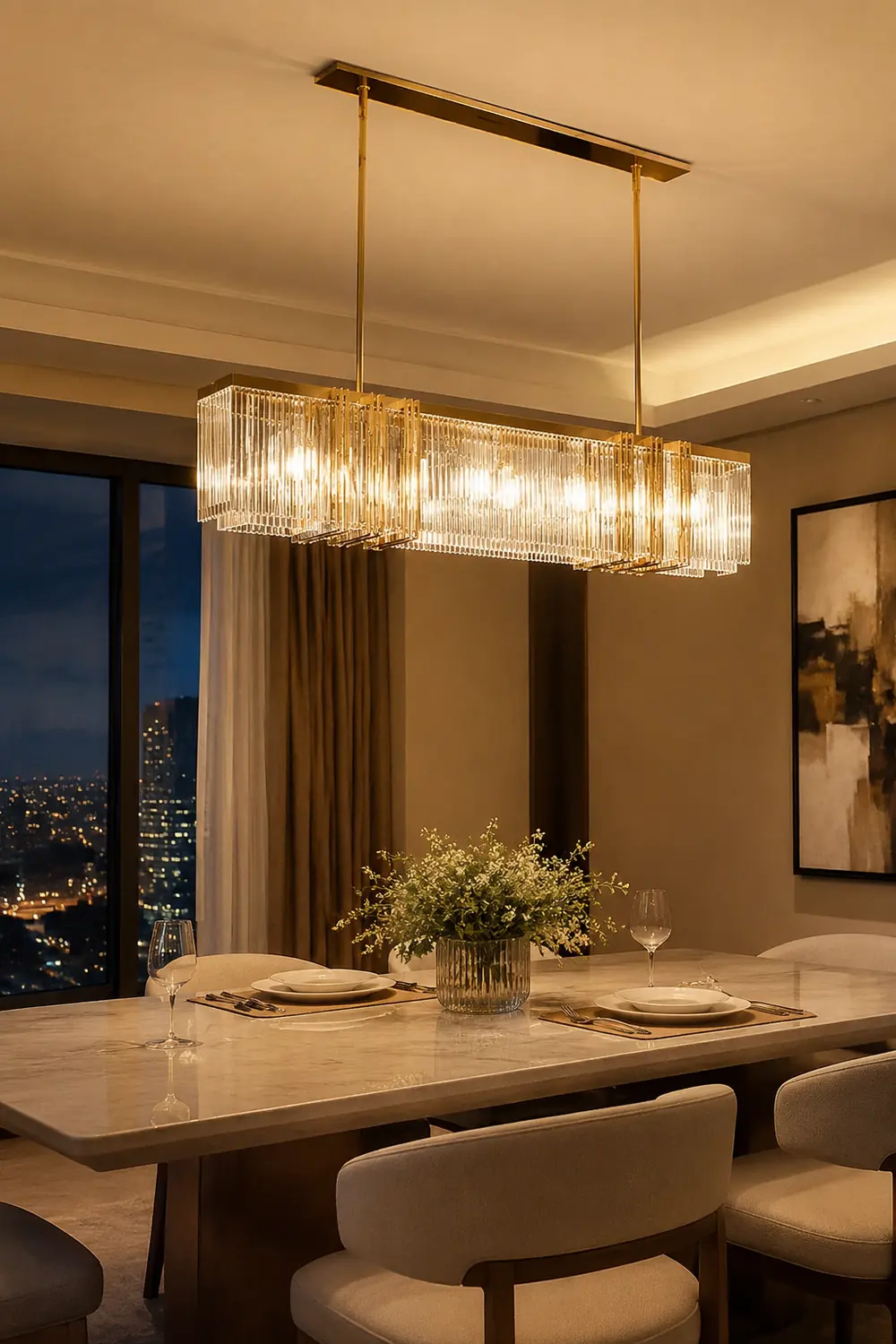 Kajetan Metal Chandelier Pendant Light, Luxury Rectangular Gold Living Room - Lumpaz