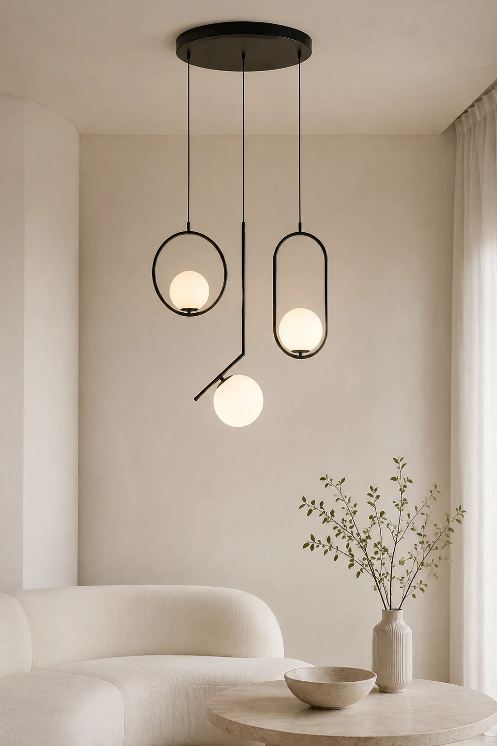 Valentina Modern Globe Metal/Glass Pendant Light, 3 Style - Lumpaz
