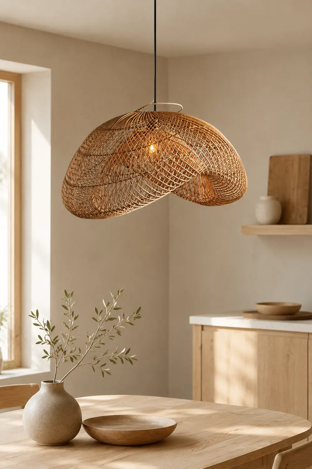 Rattan Wave Pendant Light - Lumpaz