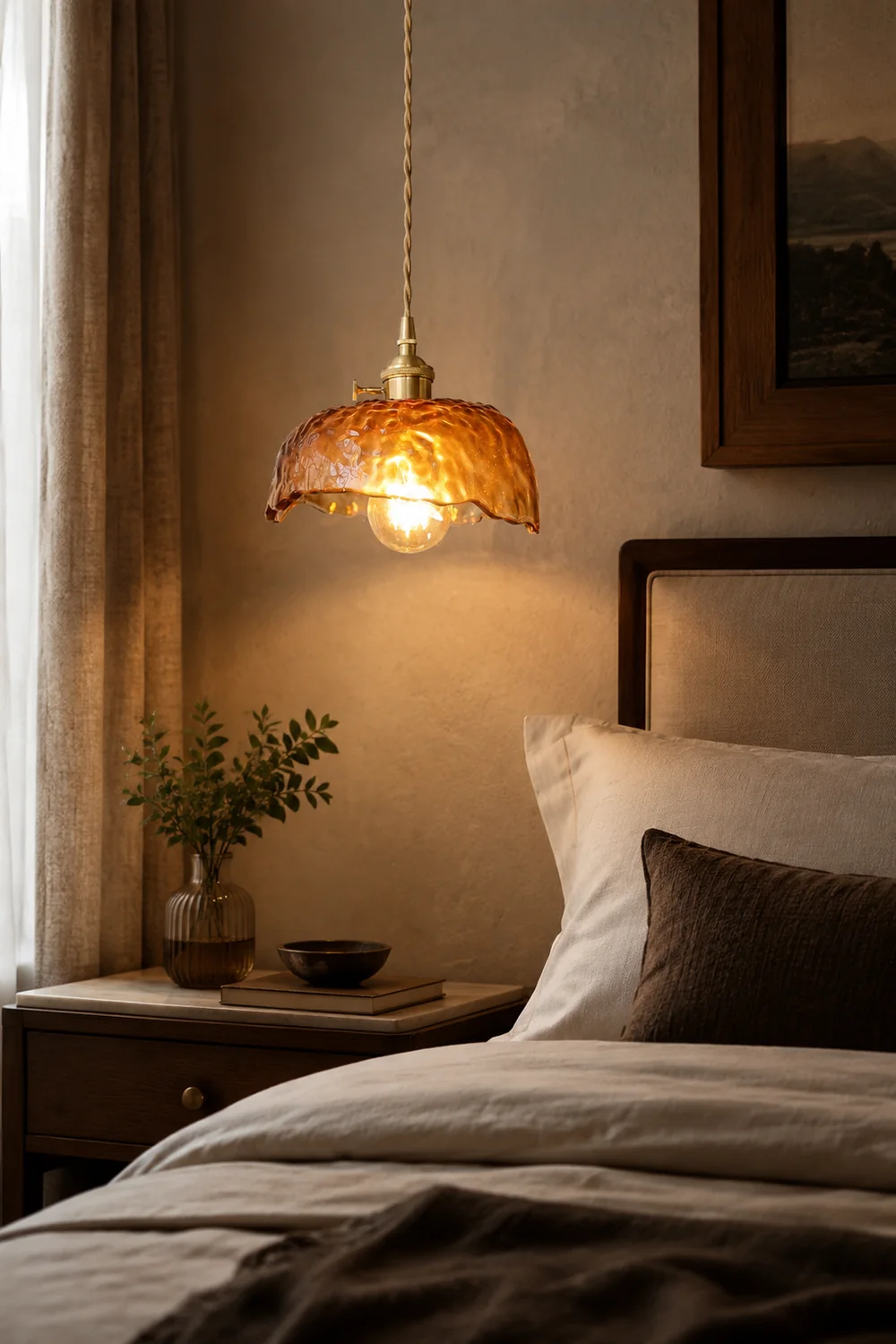 Vintage Brown Glass Pendant Light - Lumpaz