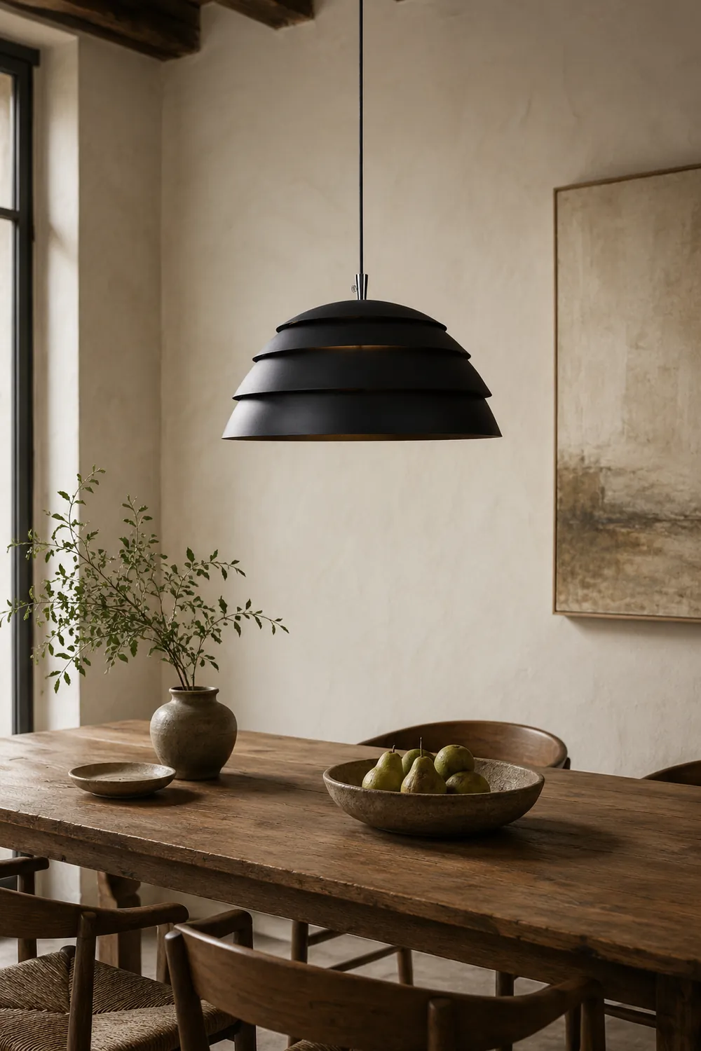 Nazifa Design Semi-Globe Metal Pendant Light, Black/White - Lumpaz