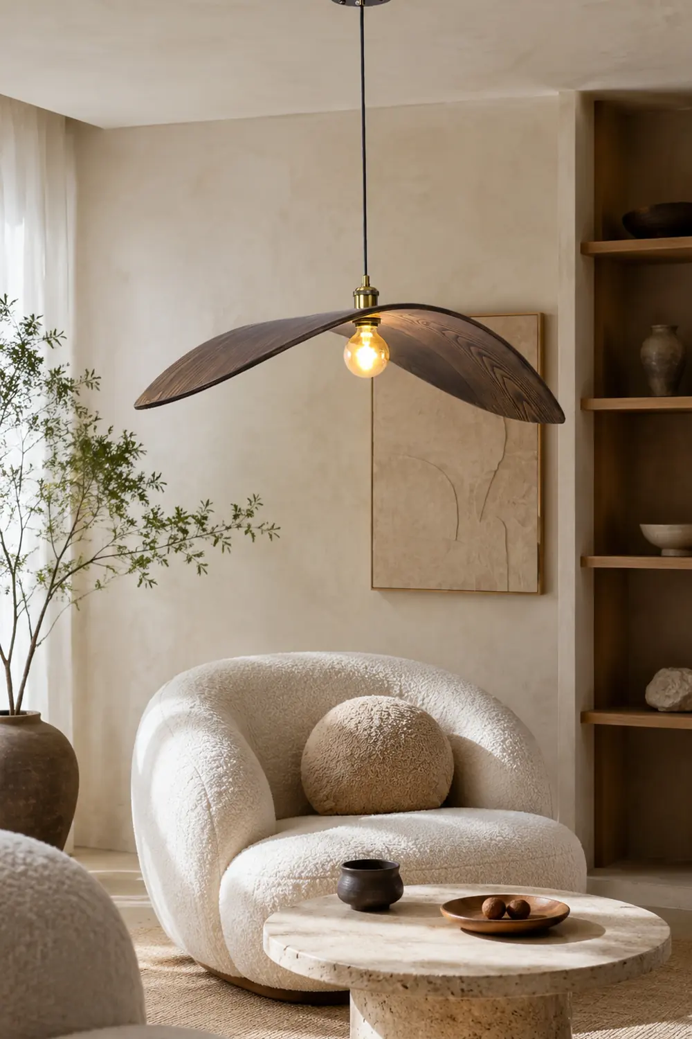 Curve Wooden Pendant Lamp - Lumpaz