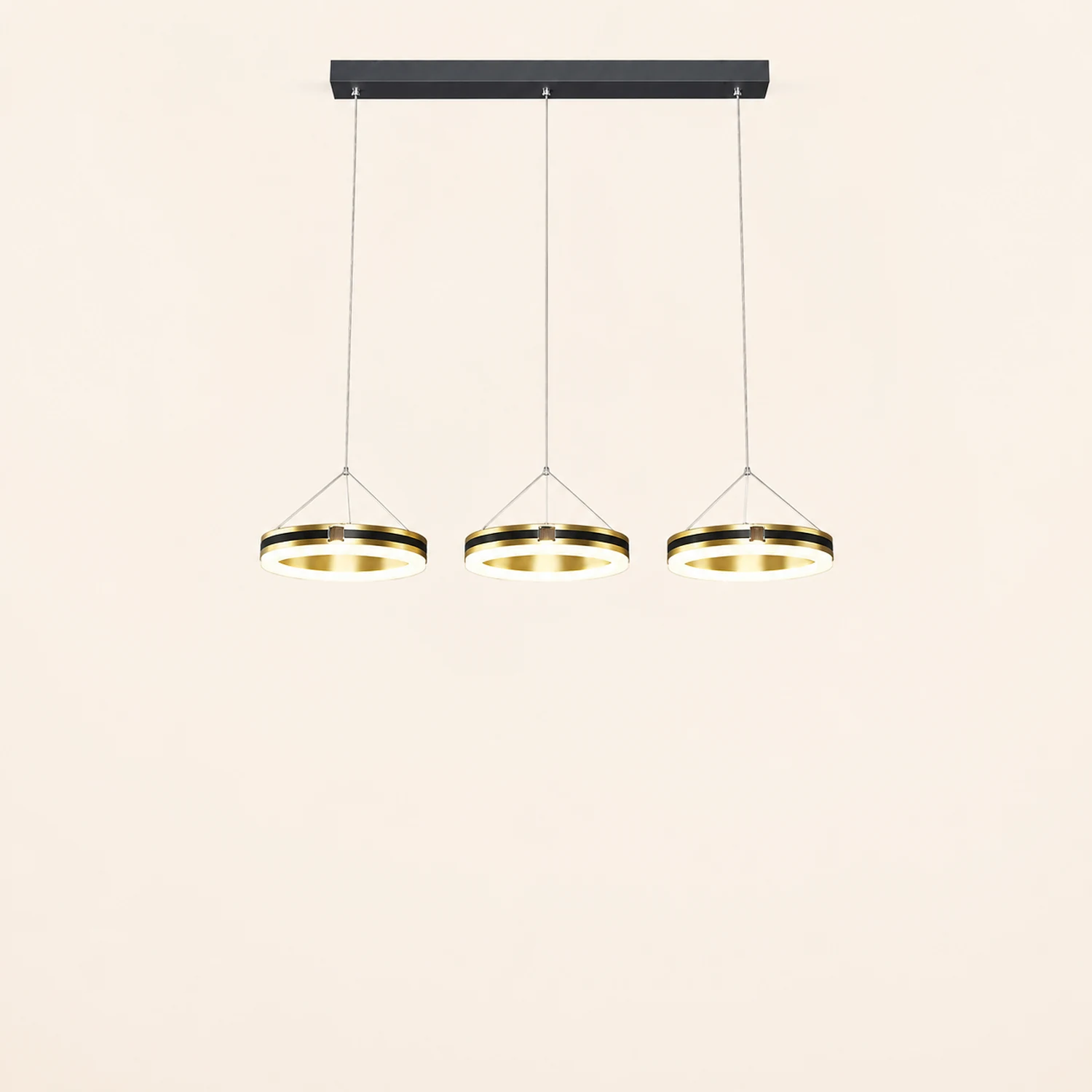 Raheel Nordic Ring Metal 3 Light Pendant Light, Black/Gold - Lumpaz