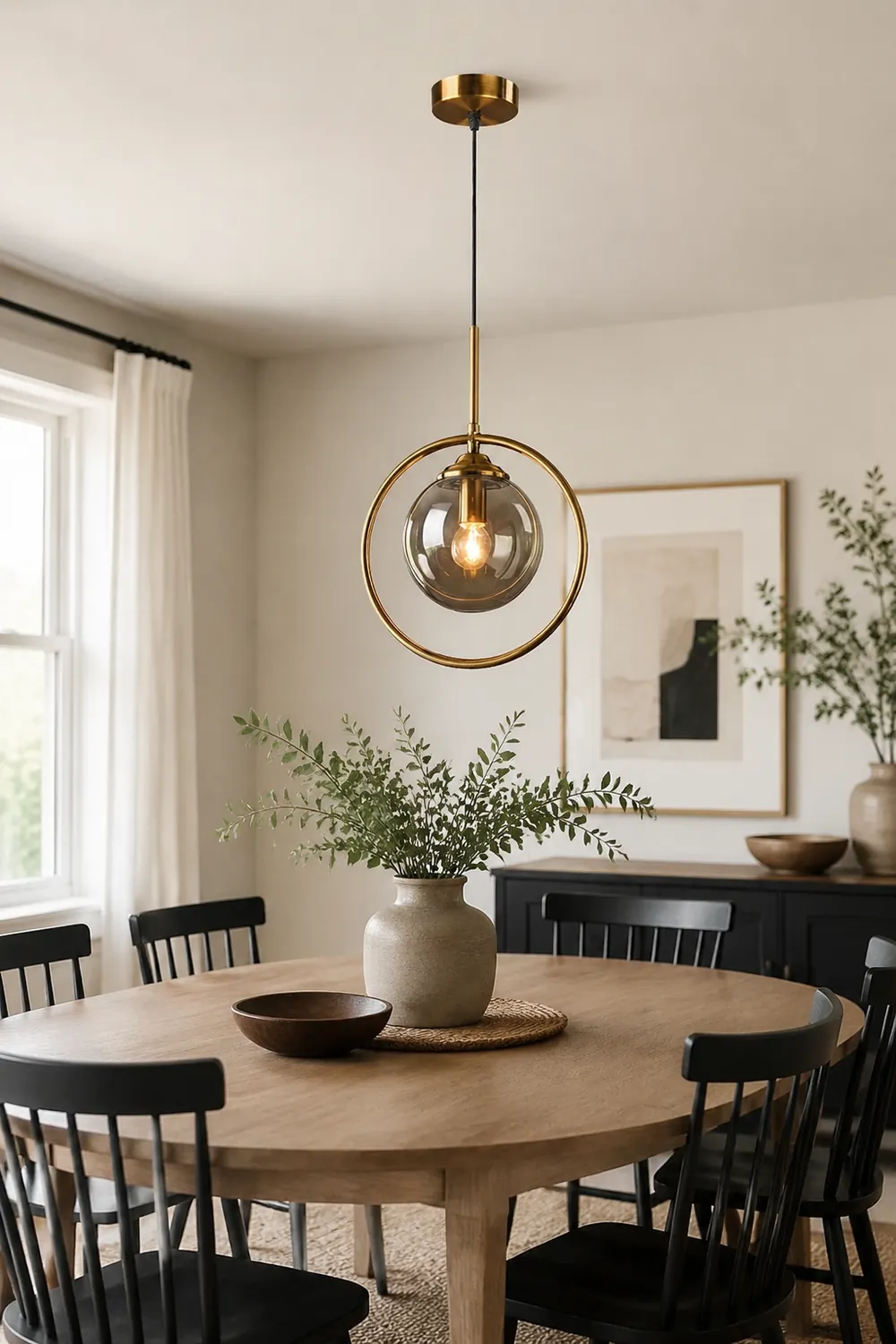 Hailie Luxury Global Glass Pendant Light Aith A Metal Ring - Lumpaz