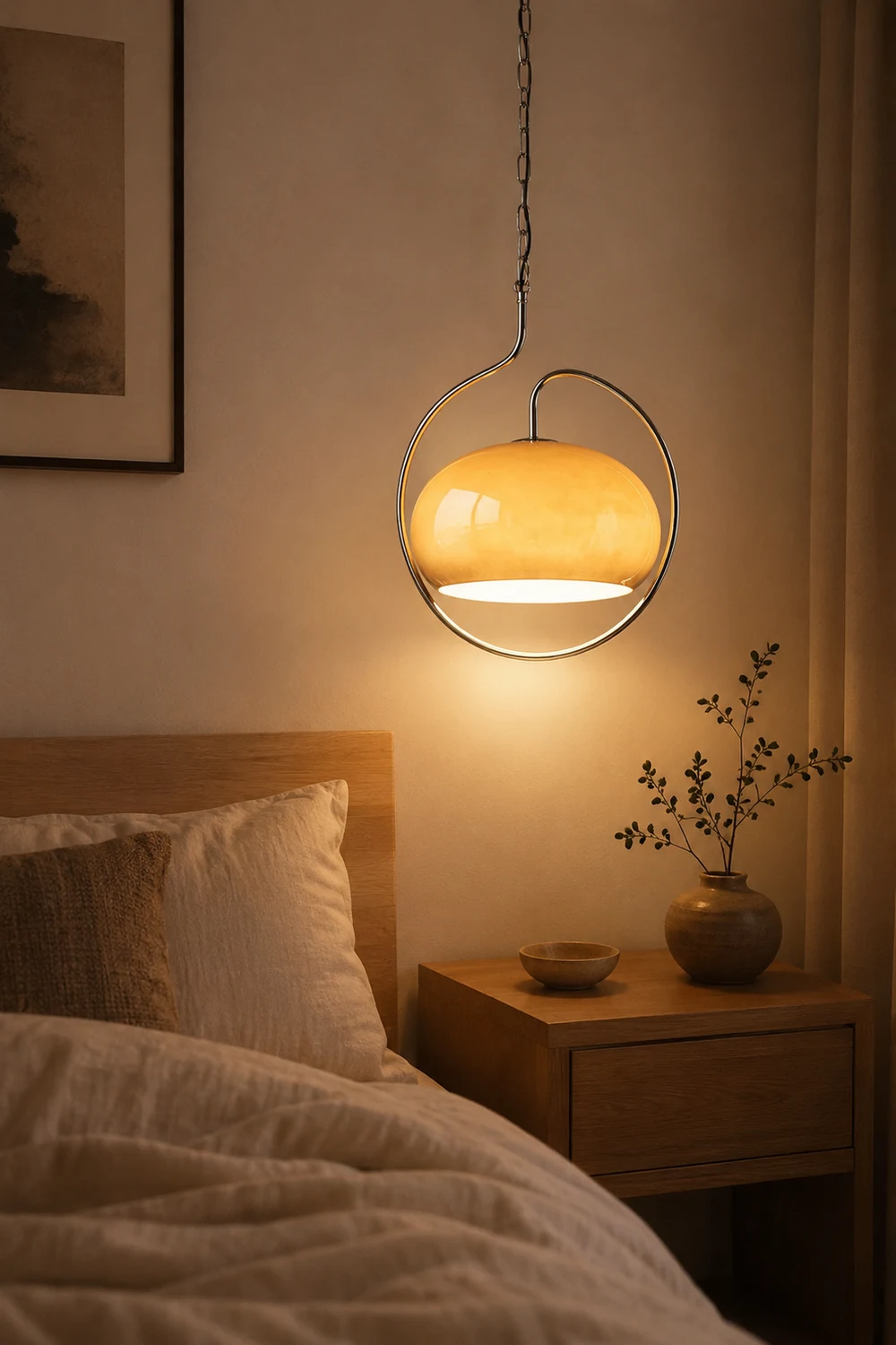 Hailie Retro Glass Pendant Light, Brown/White - Lumpaz