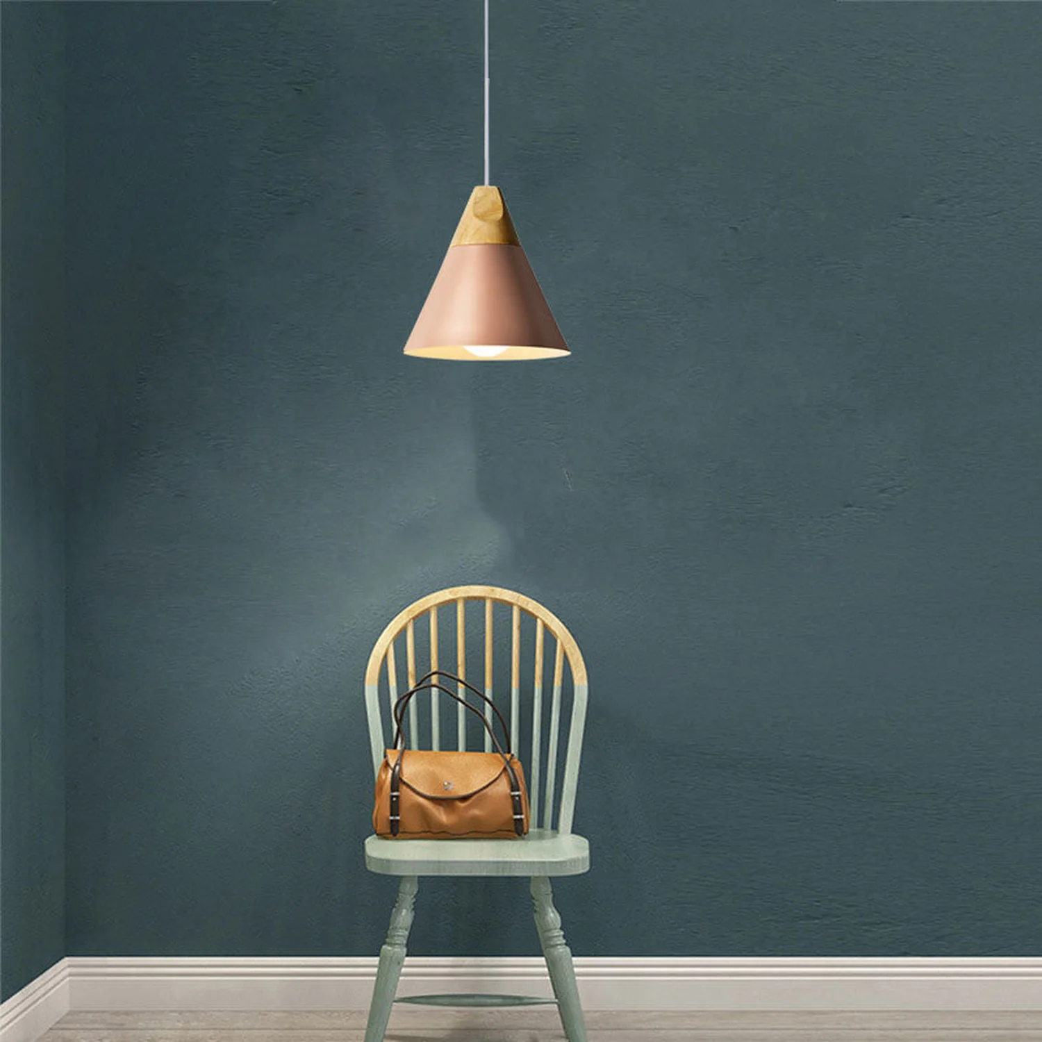 Morandi Multi-Shaped Wood And Metal Pendant Light, 6 Colors - Lumpaz