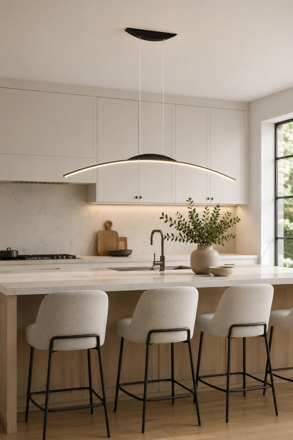 Minimalist Linear Metal Remote Control Pendant Light - Lumpaz