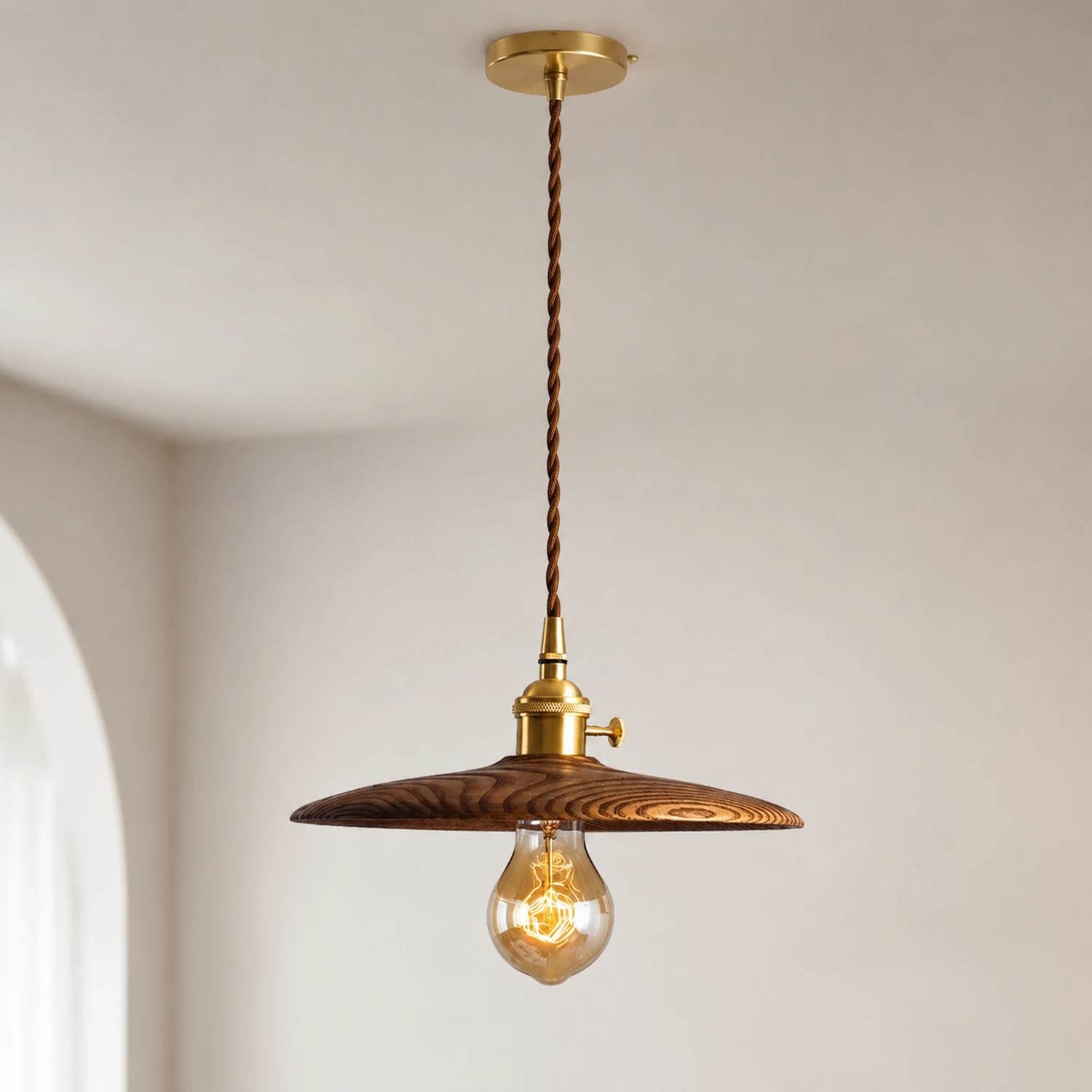 Walnut Conical Pendant Light - Lumpaz