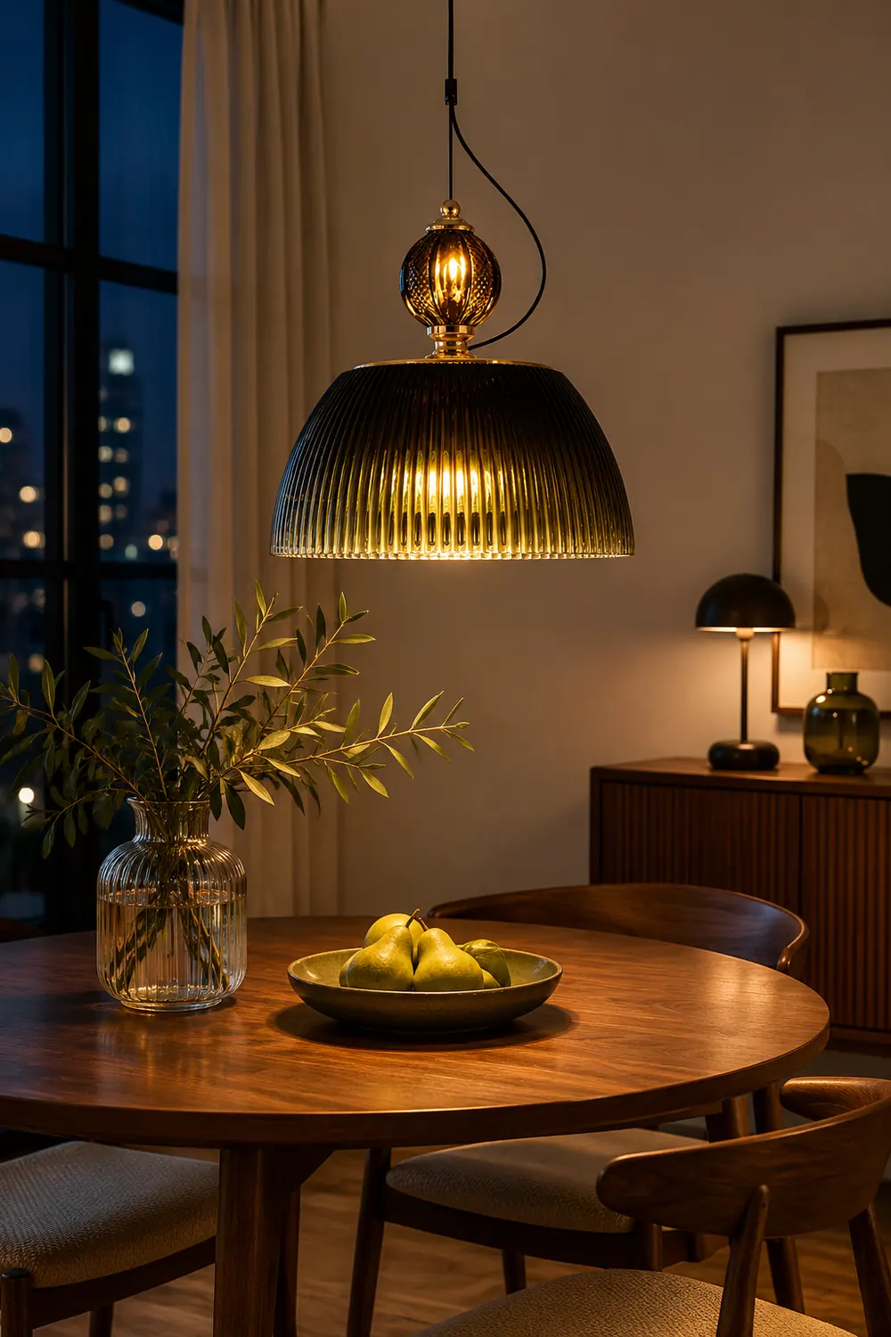 Green Glass Bowl Pendant Lamp - Lumpaz