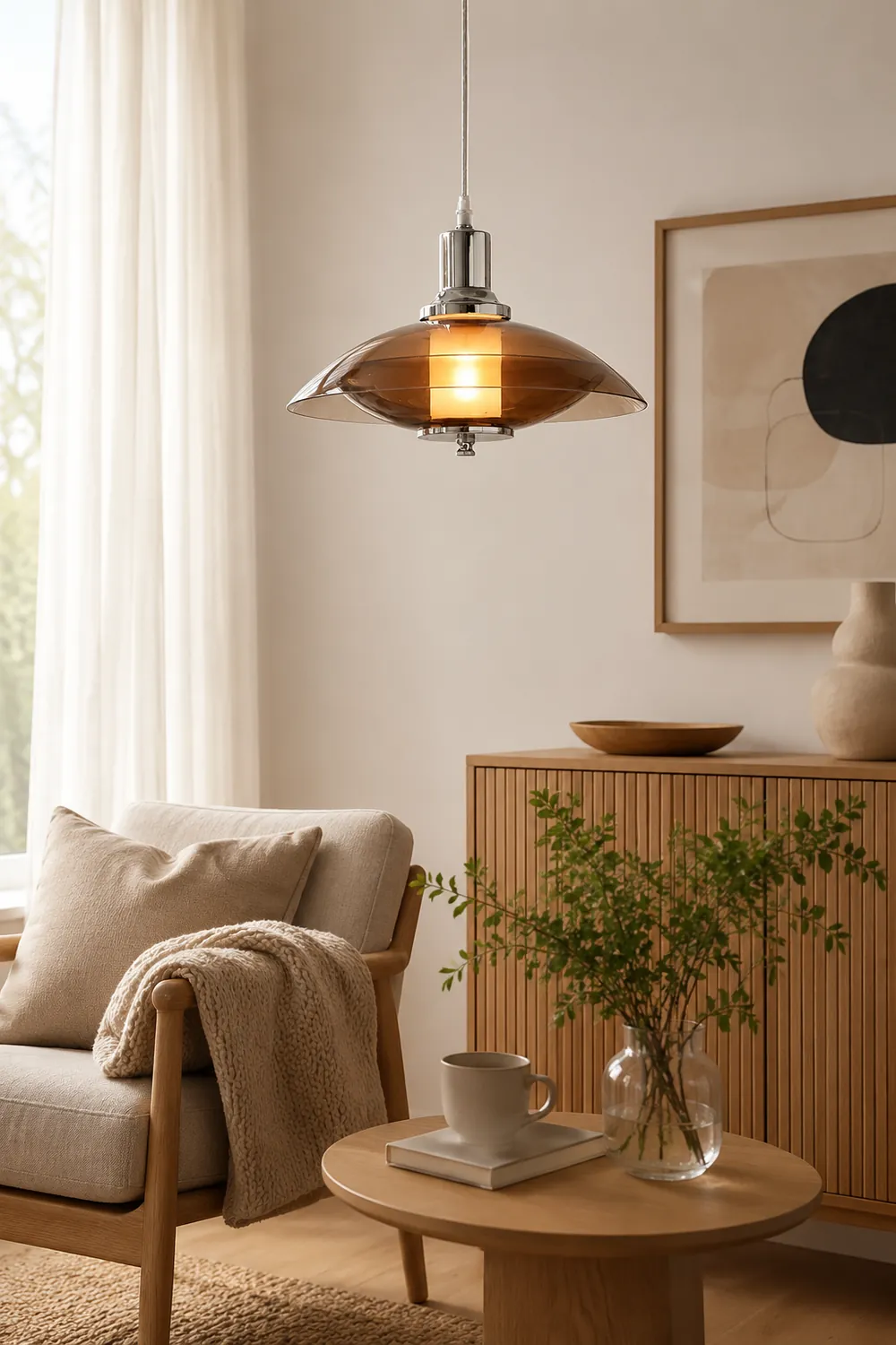 Flying Saucer Chrome Pendant Light - Lumpaz