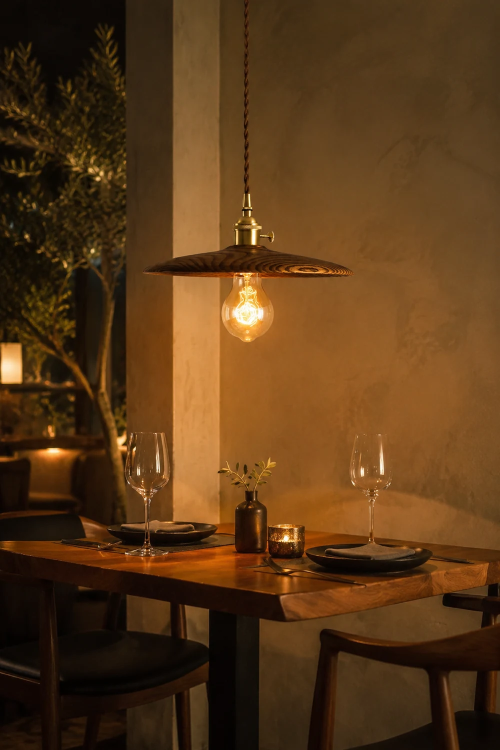 Walnut Conical Pendant Light - Lumpaz
