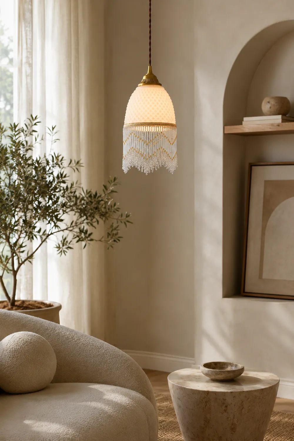 Mesh Tassel Glass Pendant Light - Lumpaz